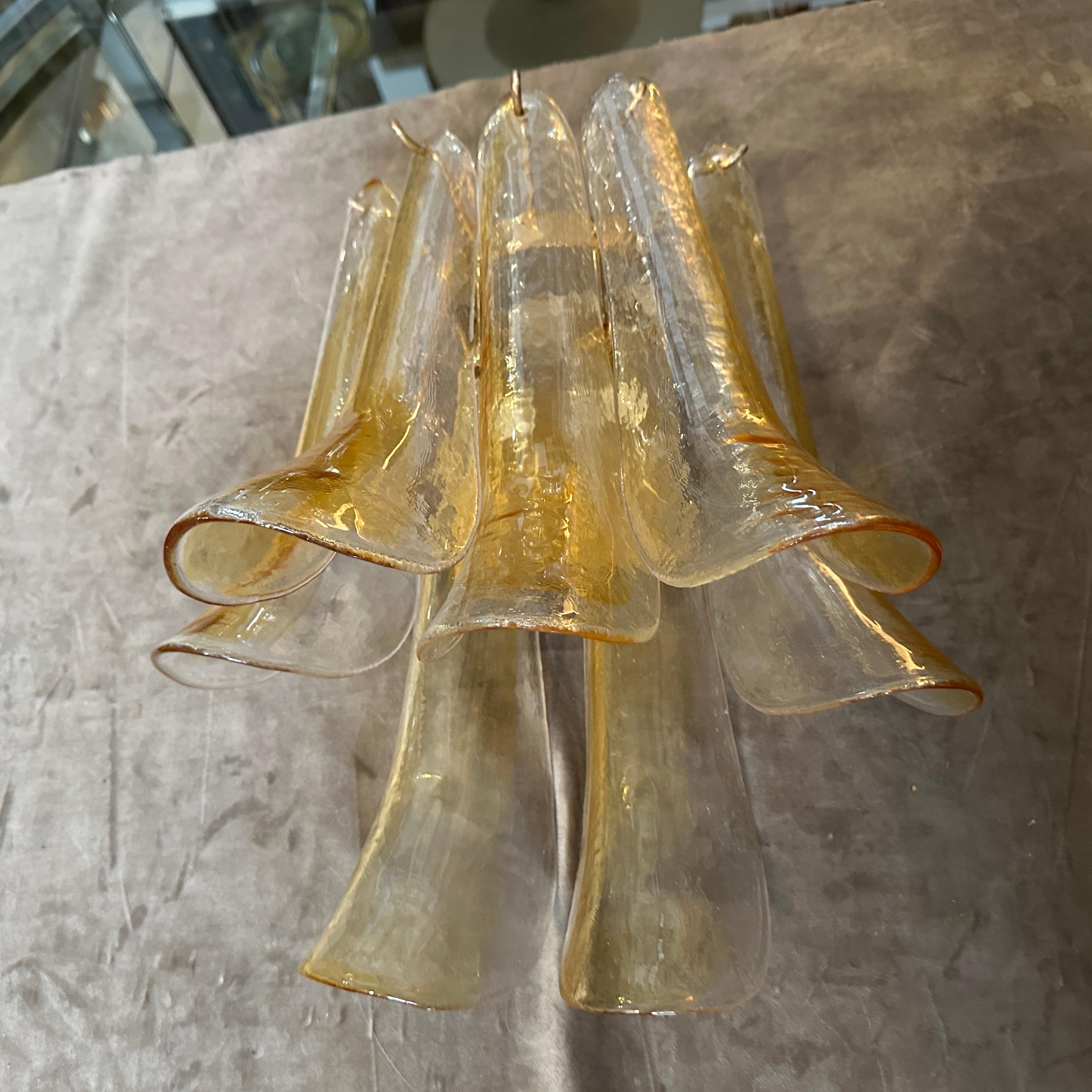 Metal Four 1970s Mid-Century Modern Murano Glass Petal Wall Sconces by La Murrina For Sale