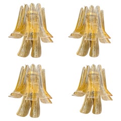 Four 1970s Mid-Century Modern Murano Glass Petal Wall Sconces by La Murrina