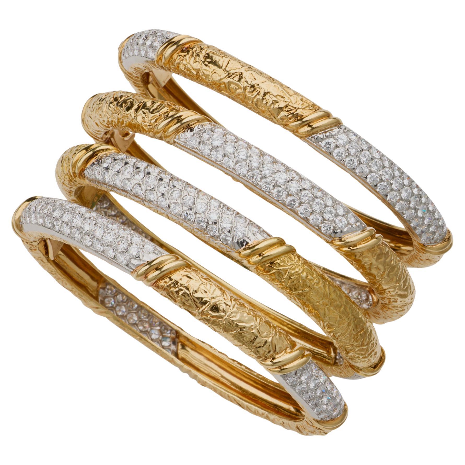 Four 1970s Van Cleef & Arpels Diamond Bangle Bracelets