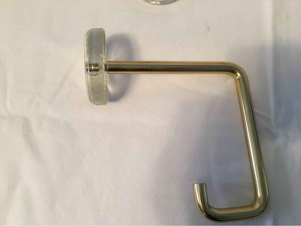 Late 20th Century Four 1970s Wall Hooks Glass and Aluminum For Sale
