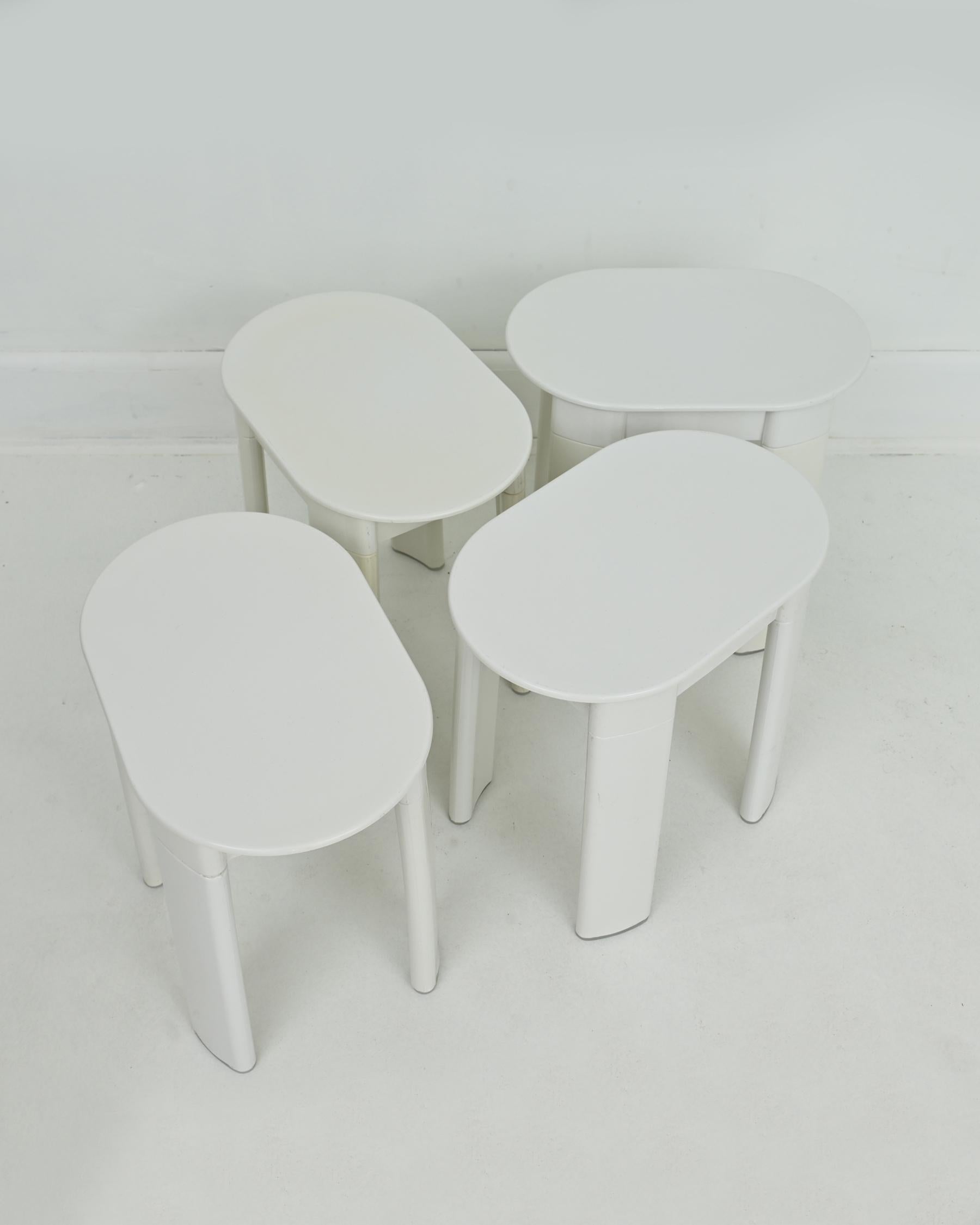 Post-Modern Four 1970s White Side Table by Olaf von Bohr for GEDY  For Sale