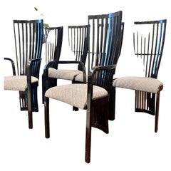 Four 1980s Italian Black Lacquered Dining Chairs by Spa Tonon for Roche Bobois