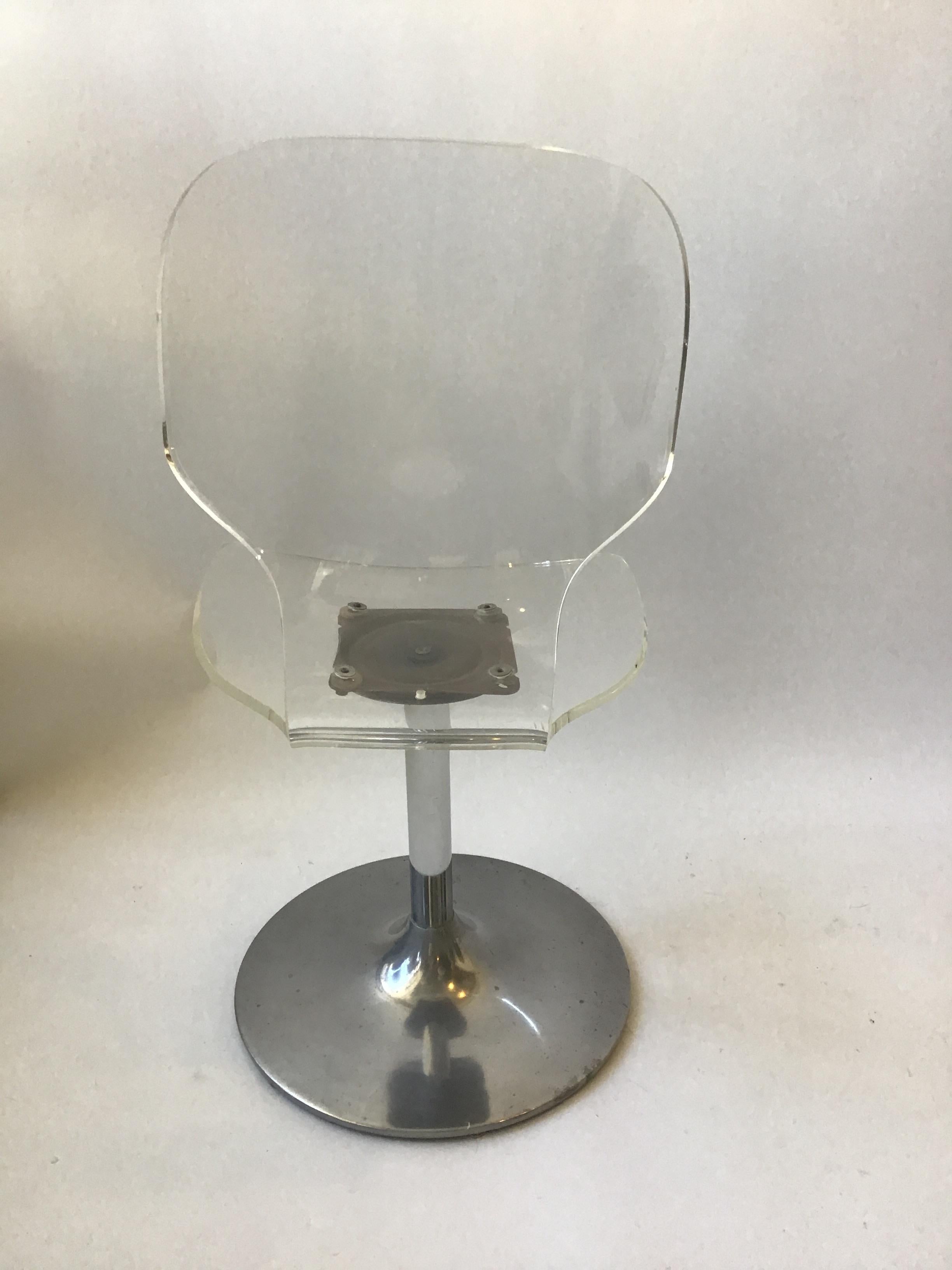 Four 1980s Lucite Chairs on Metal Bases 6