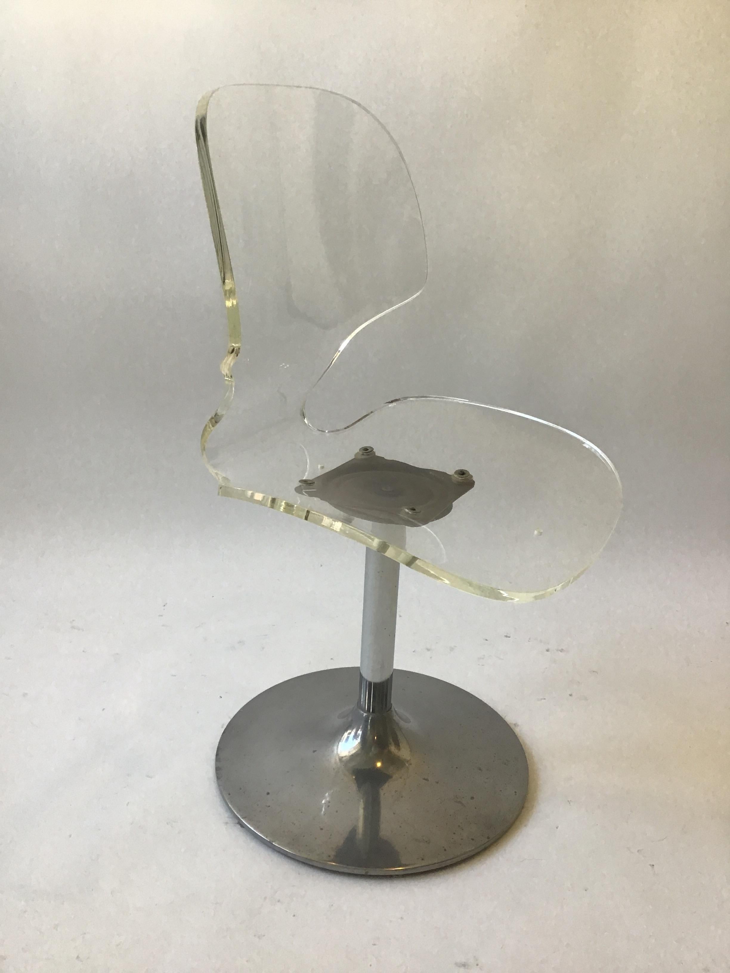 Four 1980s Lucite Chairs on Metal Bases 3