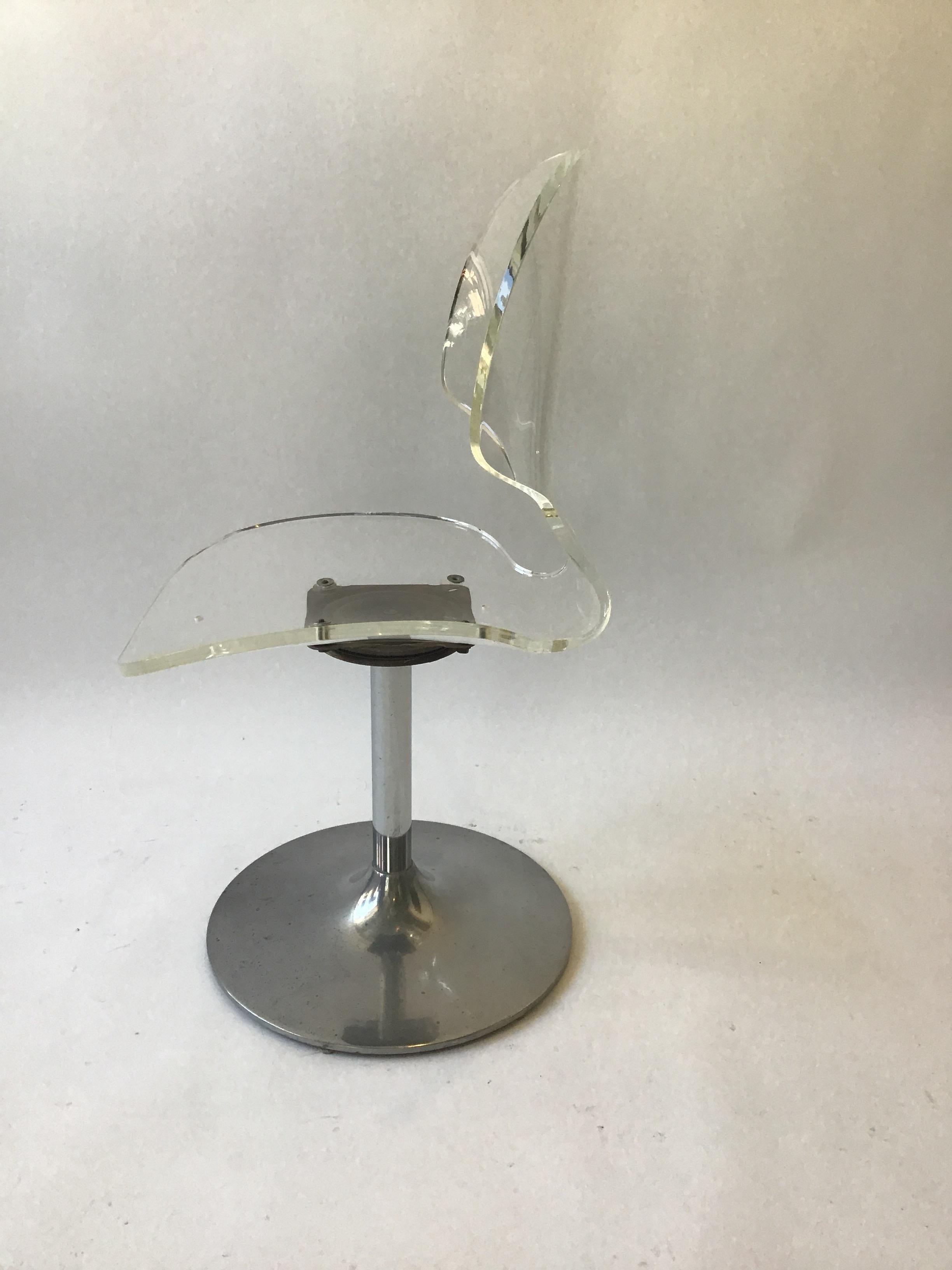 Four 1980s Lucite Chairs on Metal Bases 4