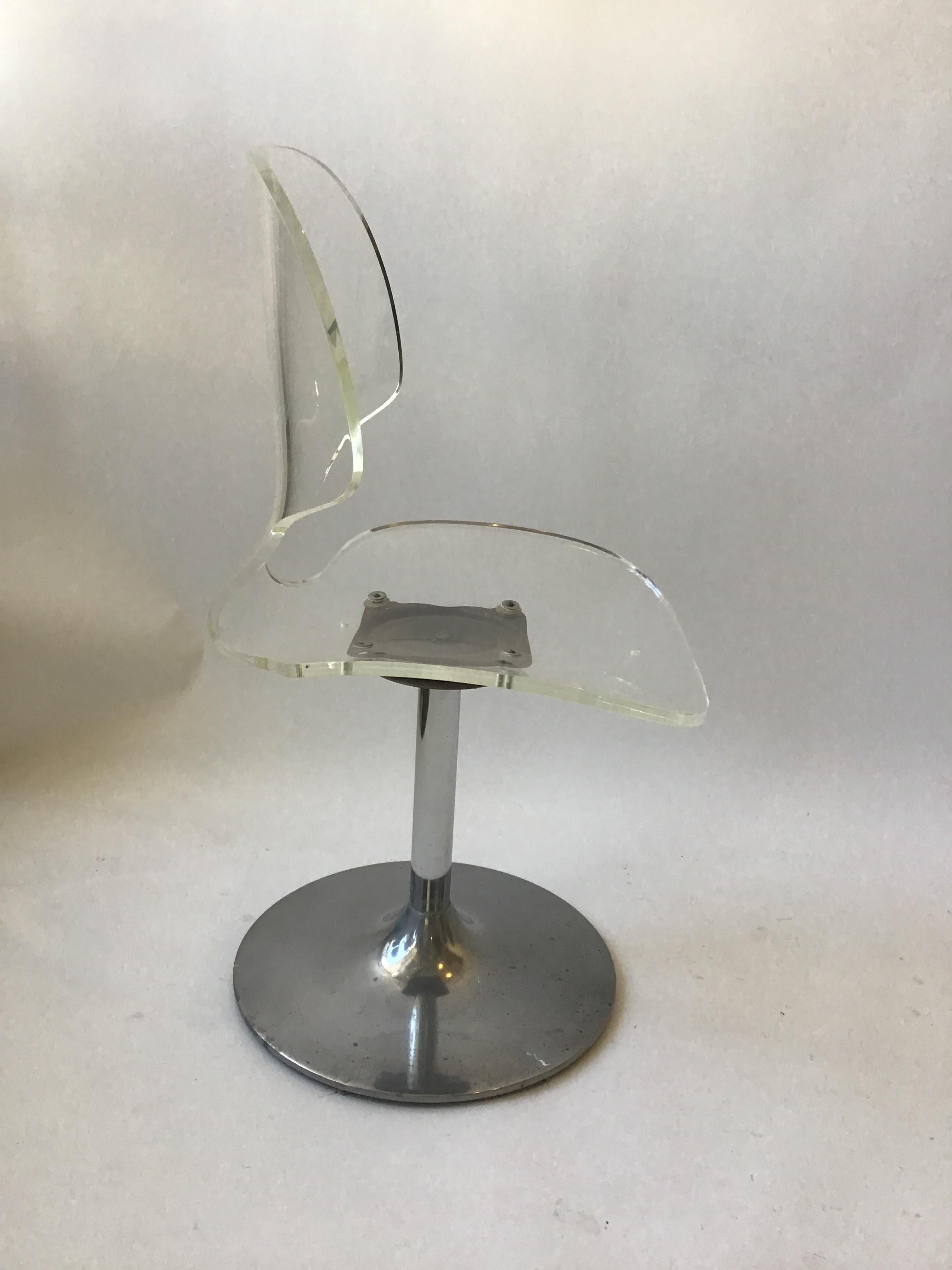 Four 1980s Lucite Chairs on Metal Bases 5