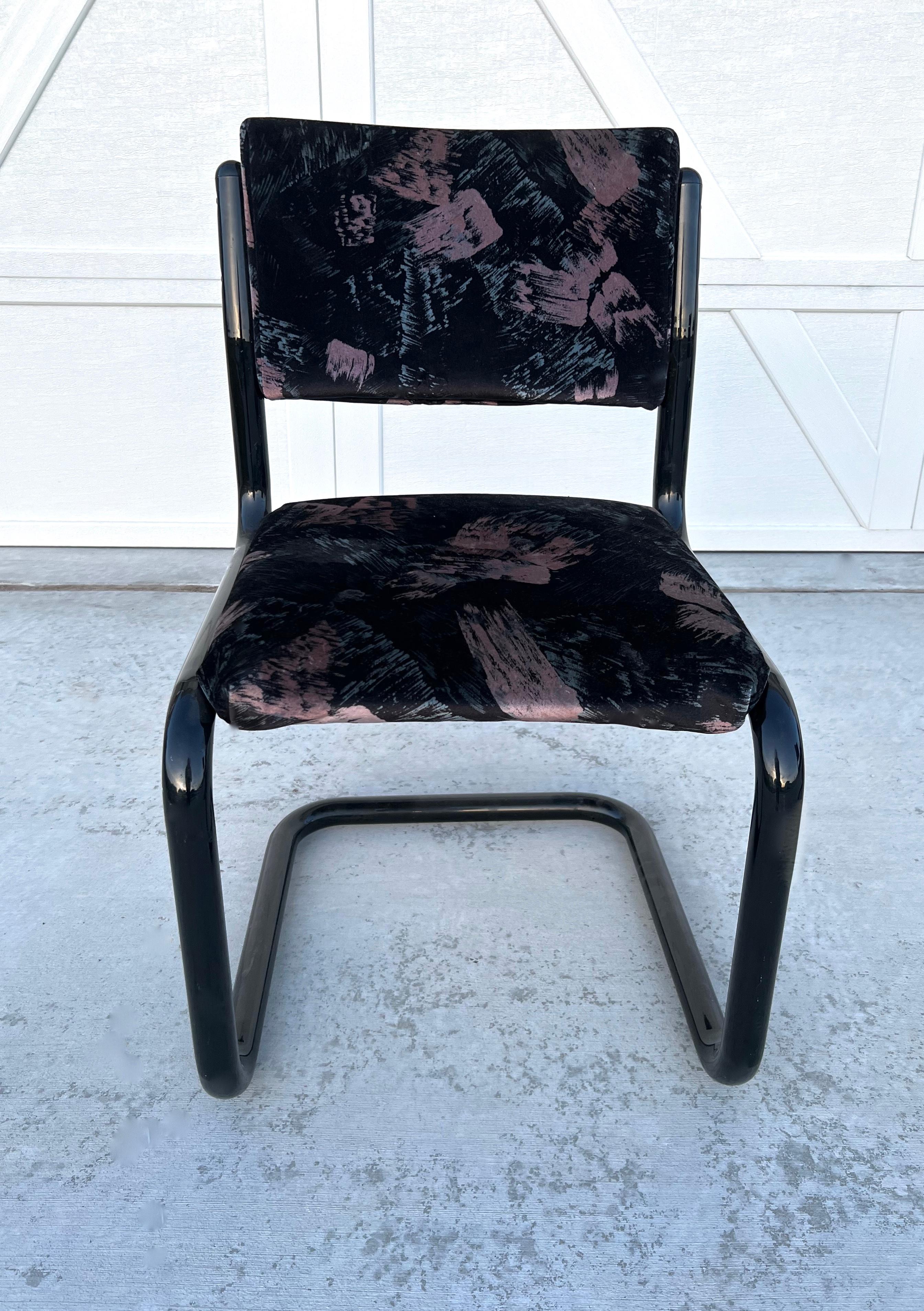 Late 20th Century Four 1980s Post Modern Black Tubular Cantilever Chairs by Douglas Furniture