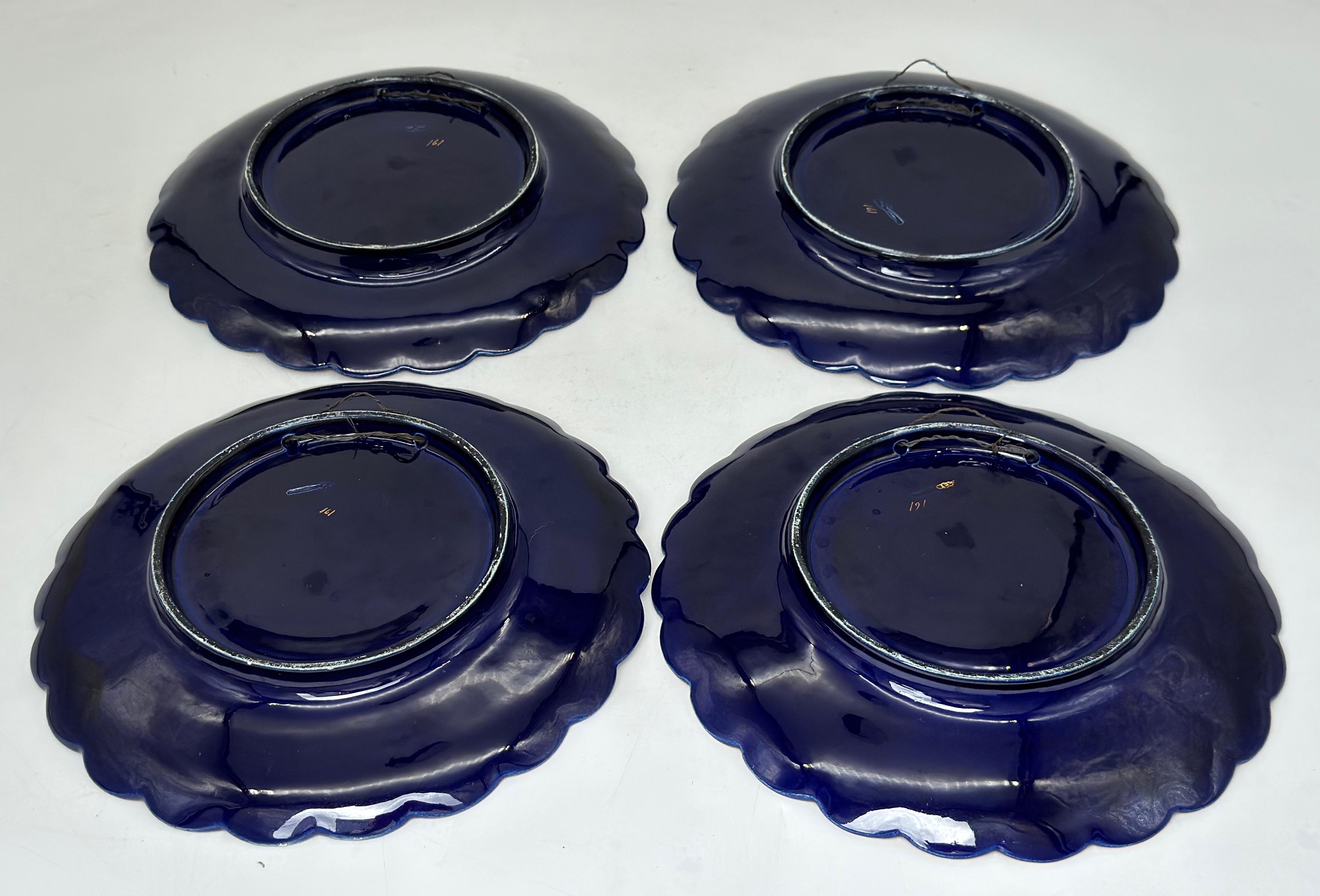 Four 19th C. French Armorial Cobalt & Gilt Plates Attributed to Limoges For Sale 2