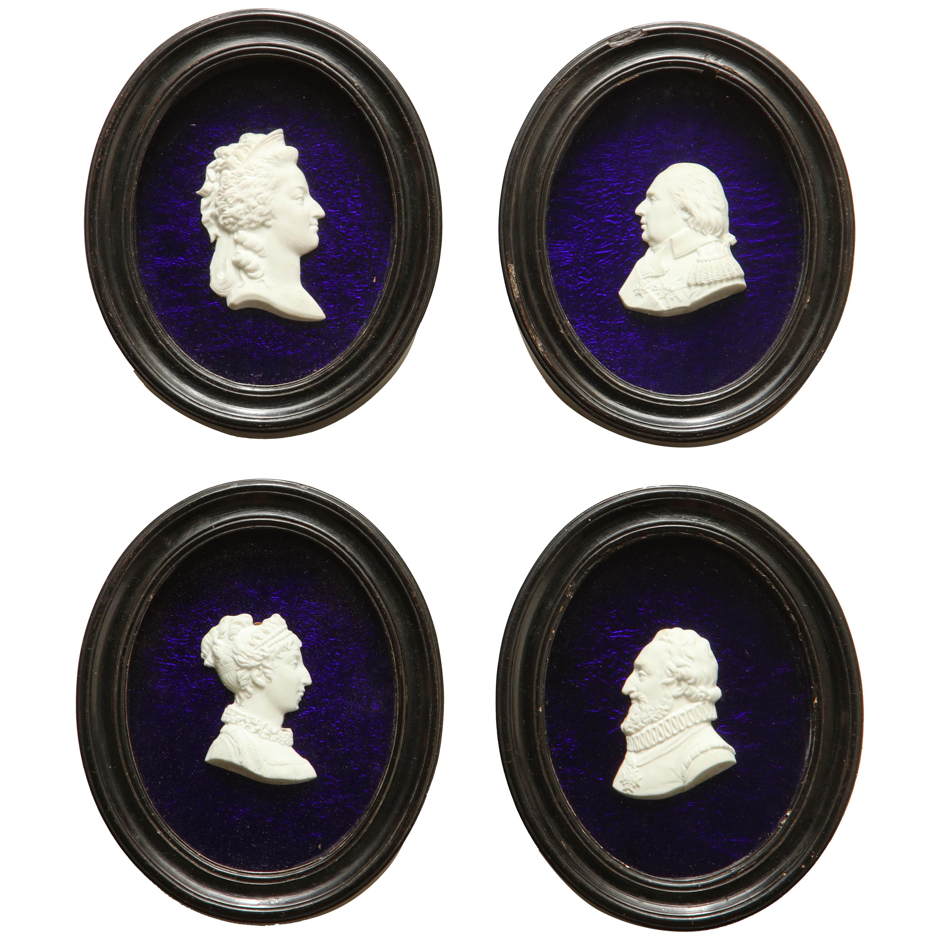 Four 19th Century French Historical Bisquet Profiles For Sale