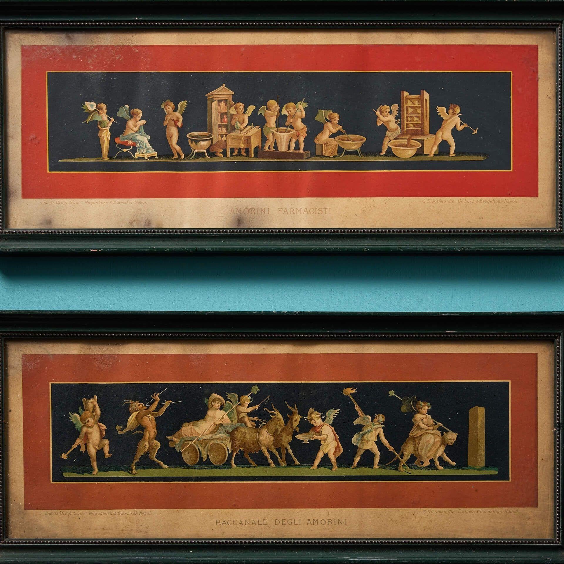 Vier handkolorierte Lithographien von Geramia Discanno aus dem 19. Jahrhundert, die Pompeji darstellen (Georgian) im Angebot