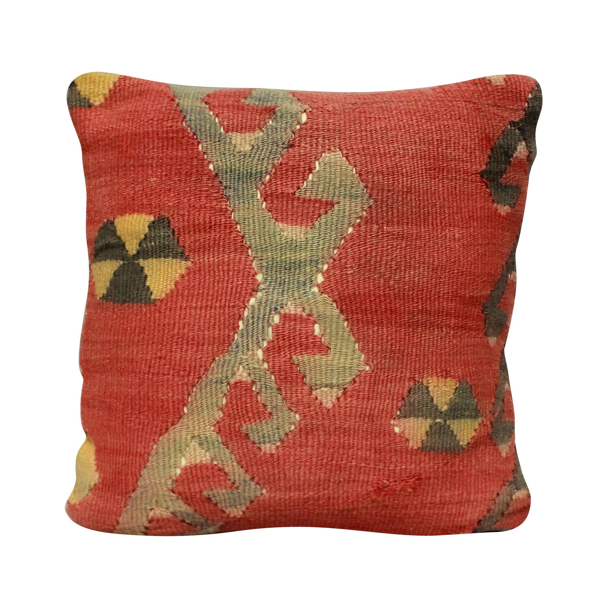 A set of four Turkish Kilim cushions, with good patina. Hand washed and with new goose feather pads.