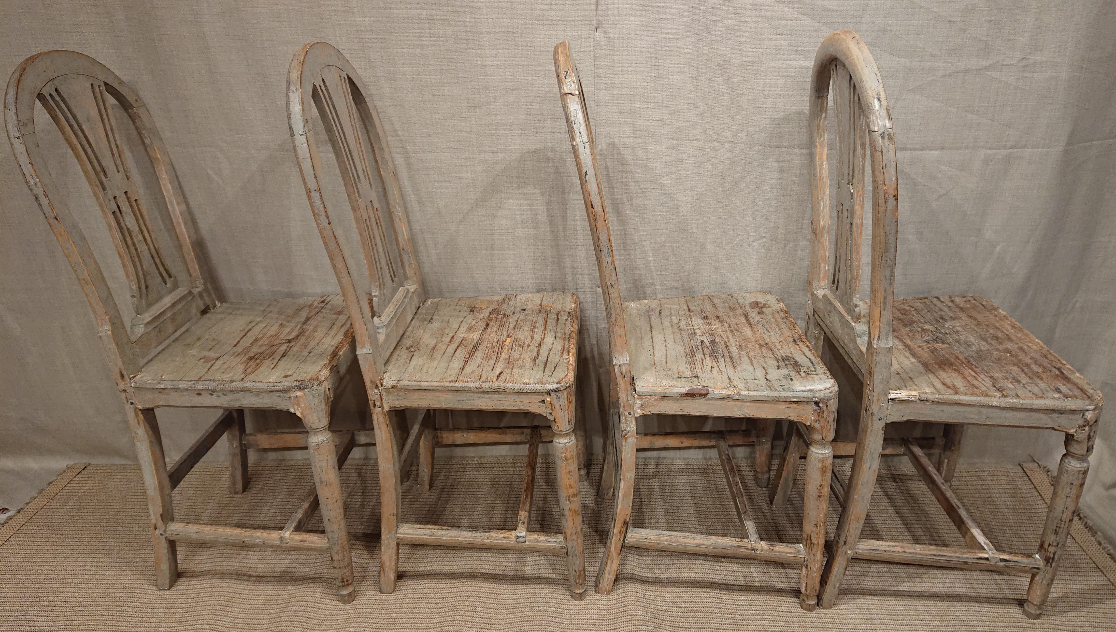 Four 19th Century Swedish Gustavian Chairs with Original Paint Swedish Antiques 6