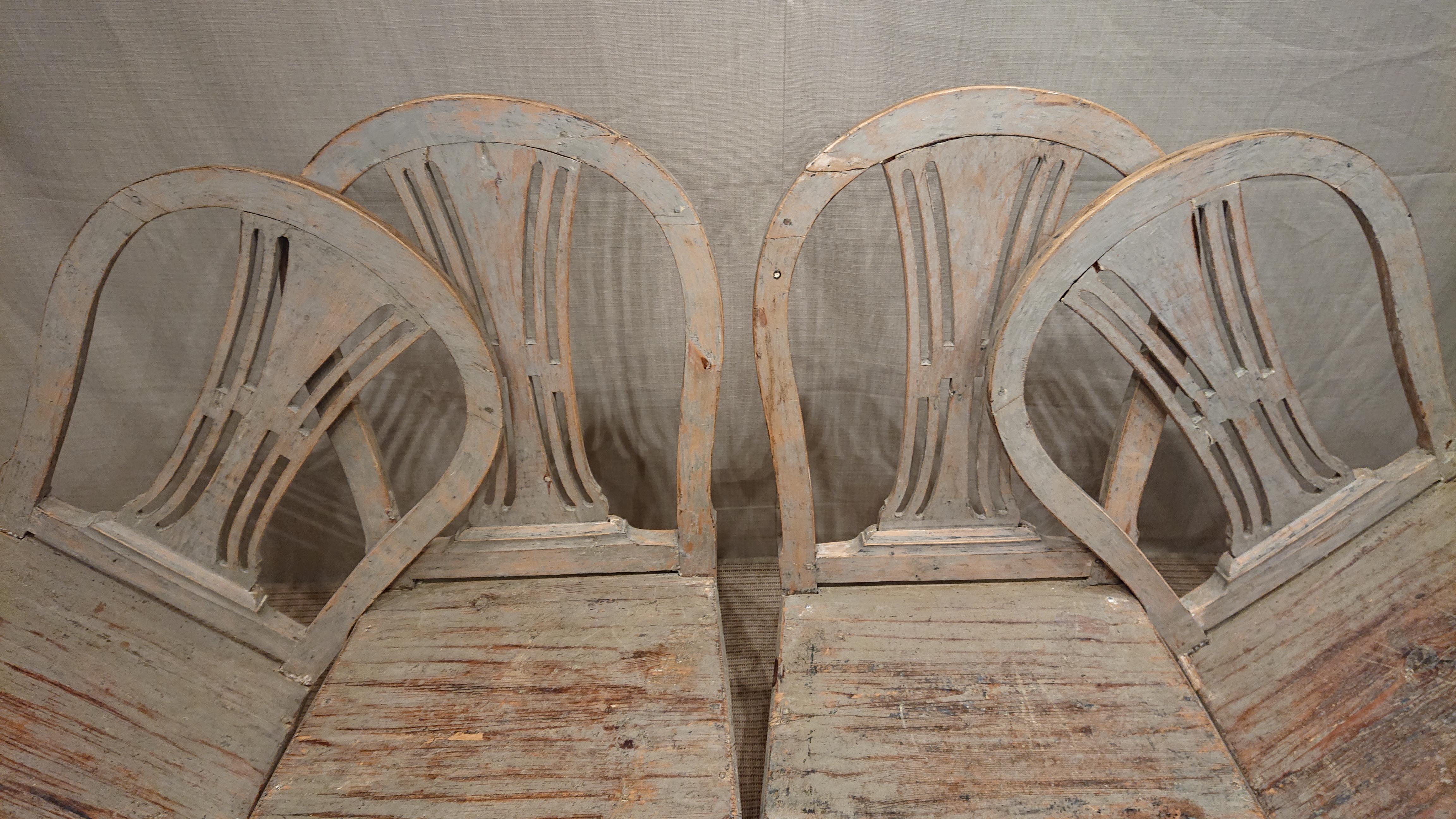 Four 19th Century Swedish Gustavian Chairs with Original Paint Swedish Antiques 12