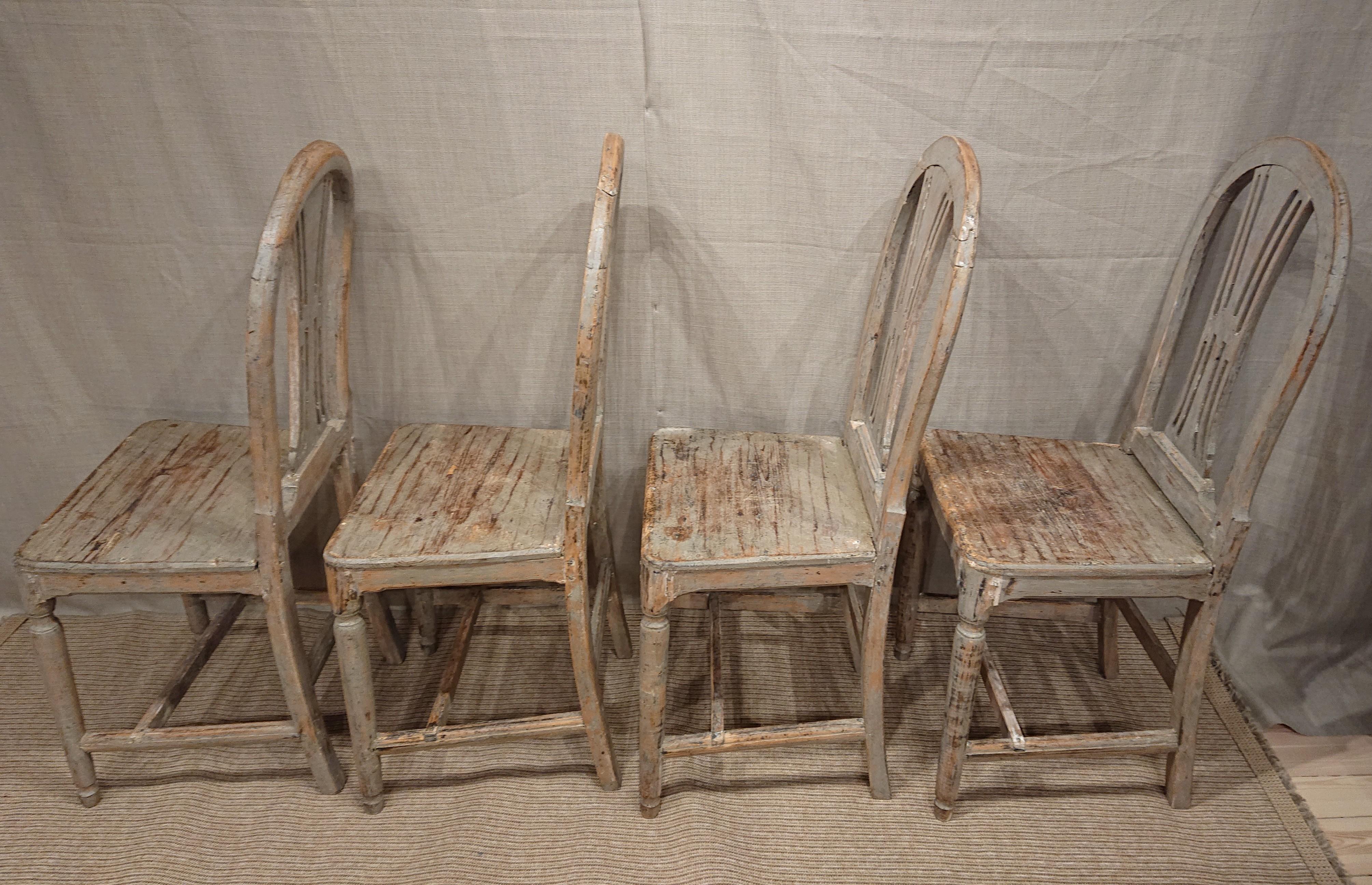 Four 19th Century Swedish Gustavian Chairs with Original Paint Swedish Antiques 3