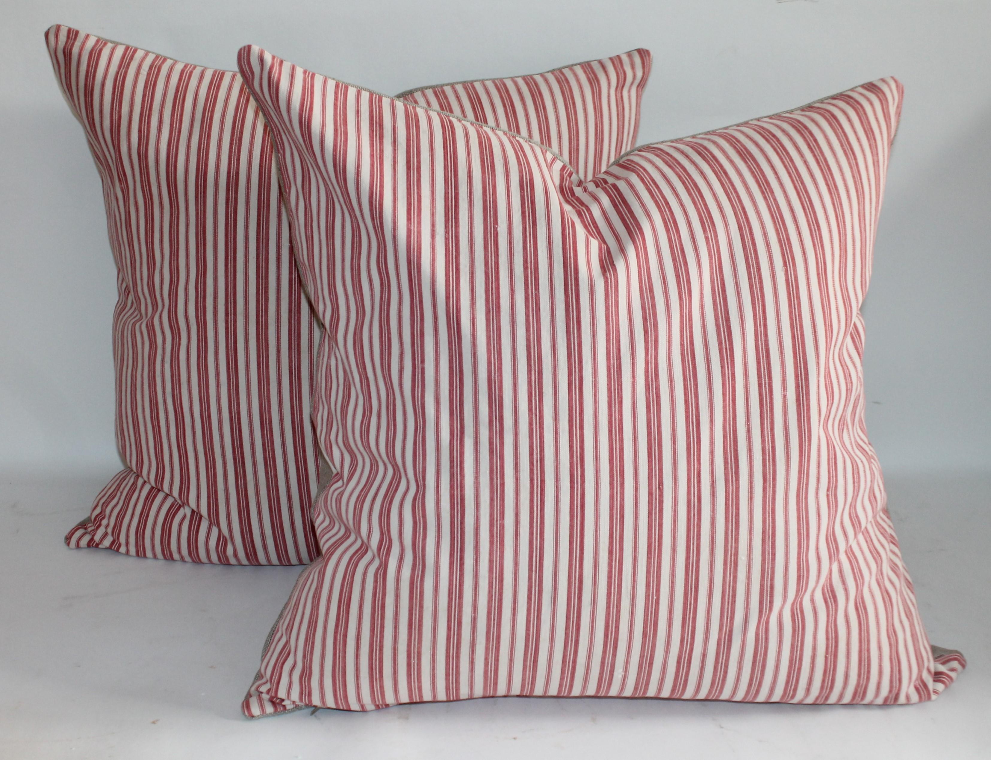 red and white stripe pillow