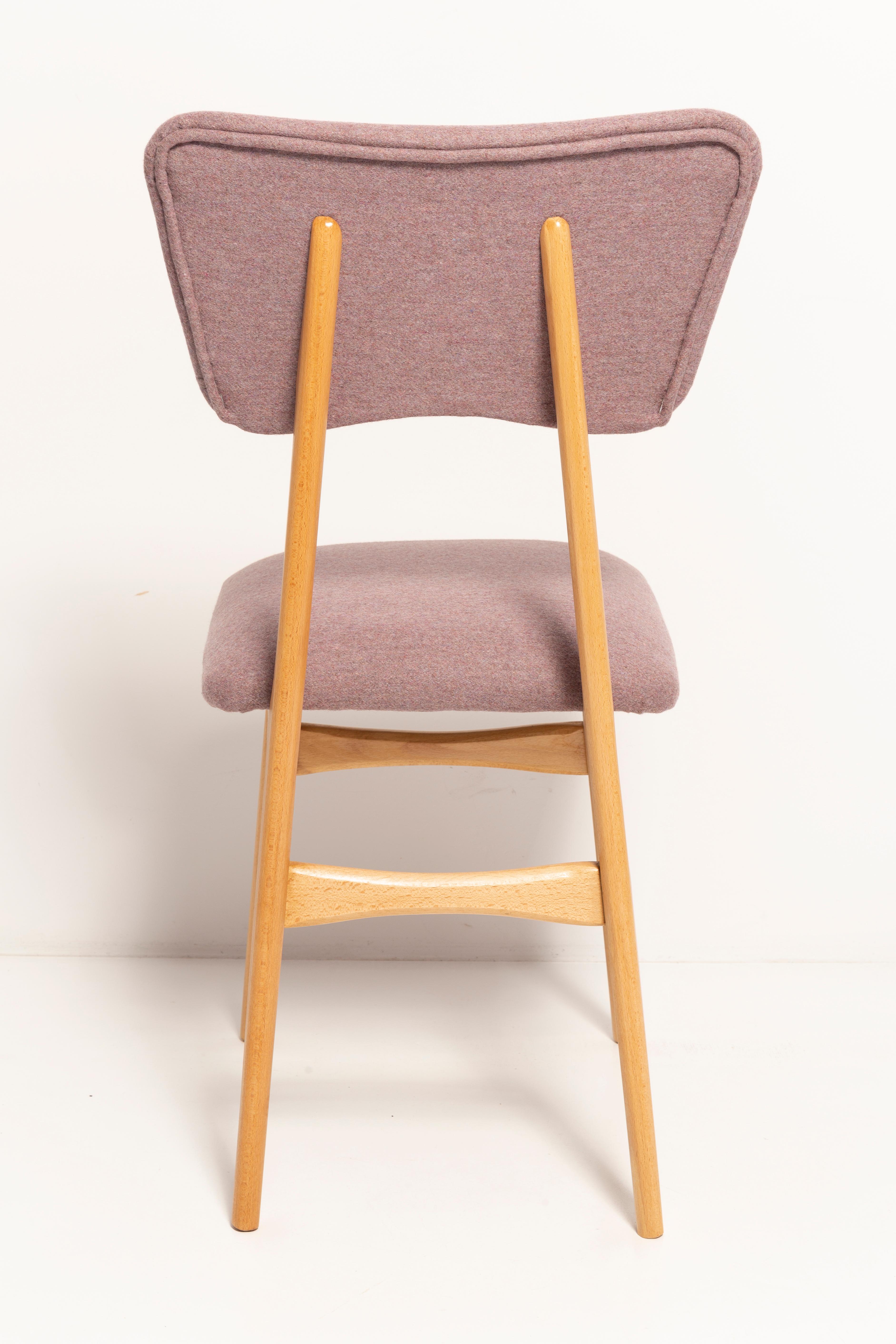 Four 20th Century Butterfly Dining Chairs, Pink Wool, Light Wood, Europe, 1960s For Sale 3