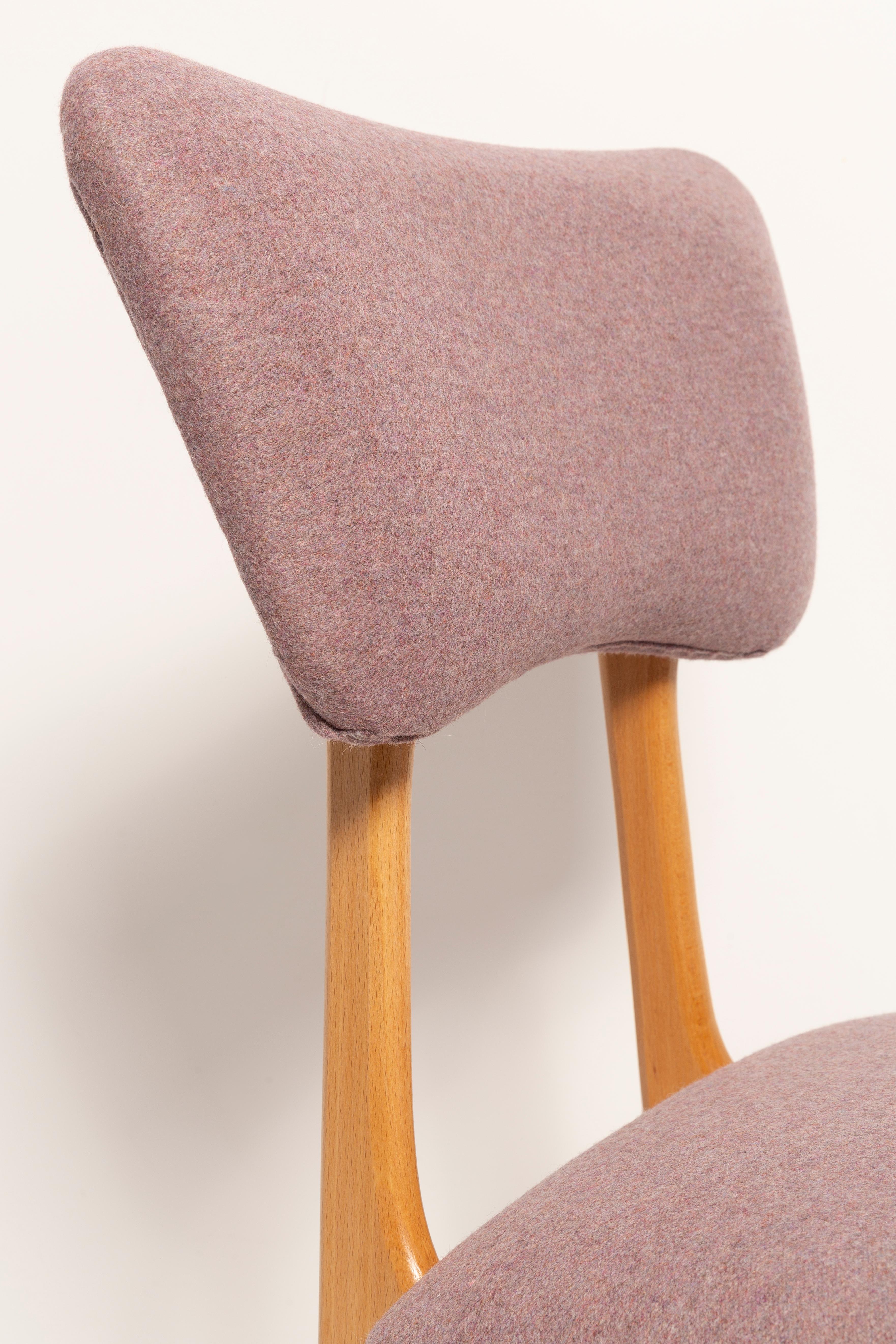 Four 20th Century Butterfly Dining Chairs, Pink Wool, Light Wood, Europe, 1960s For Sale 6