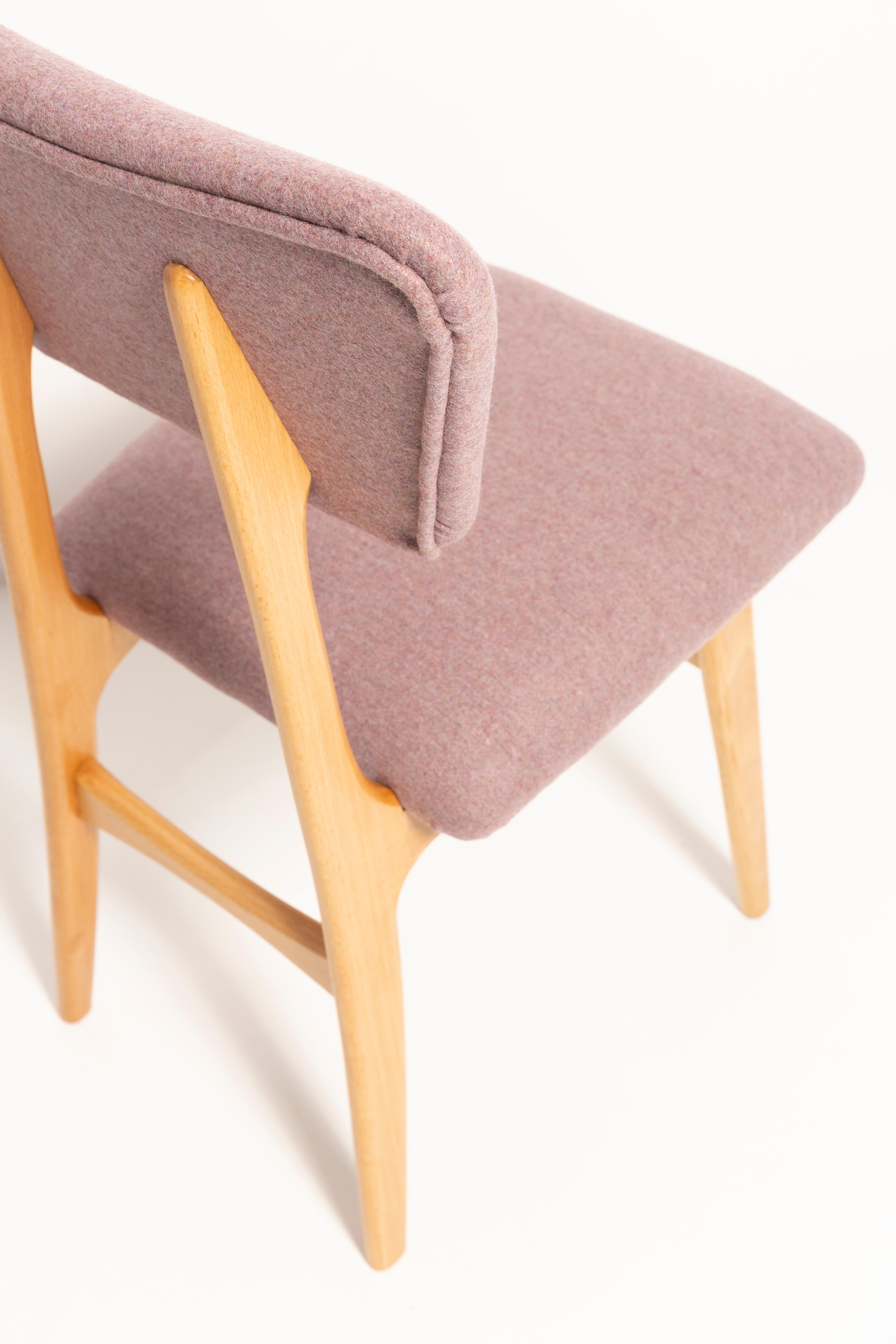 Four 20th Century Butterfly Dining Chairs, Pink Wool, Light Wood, Europe, 1960s For Sale 8