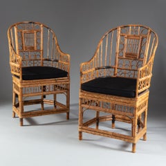 Four 20th Century Chinese Export Bamboo Armchairs