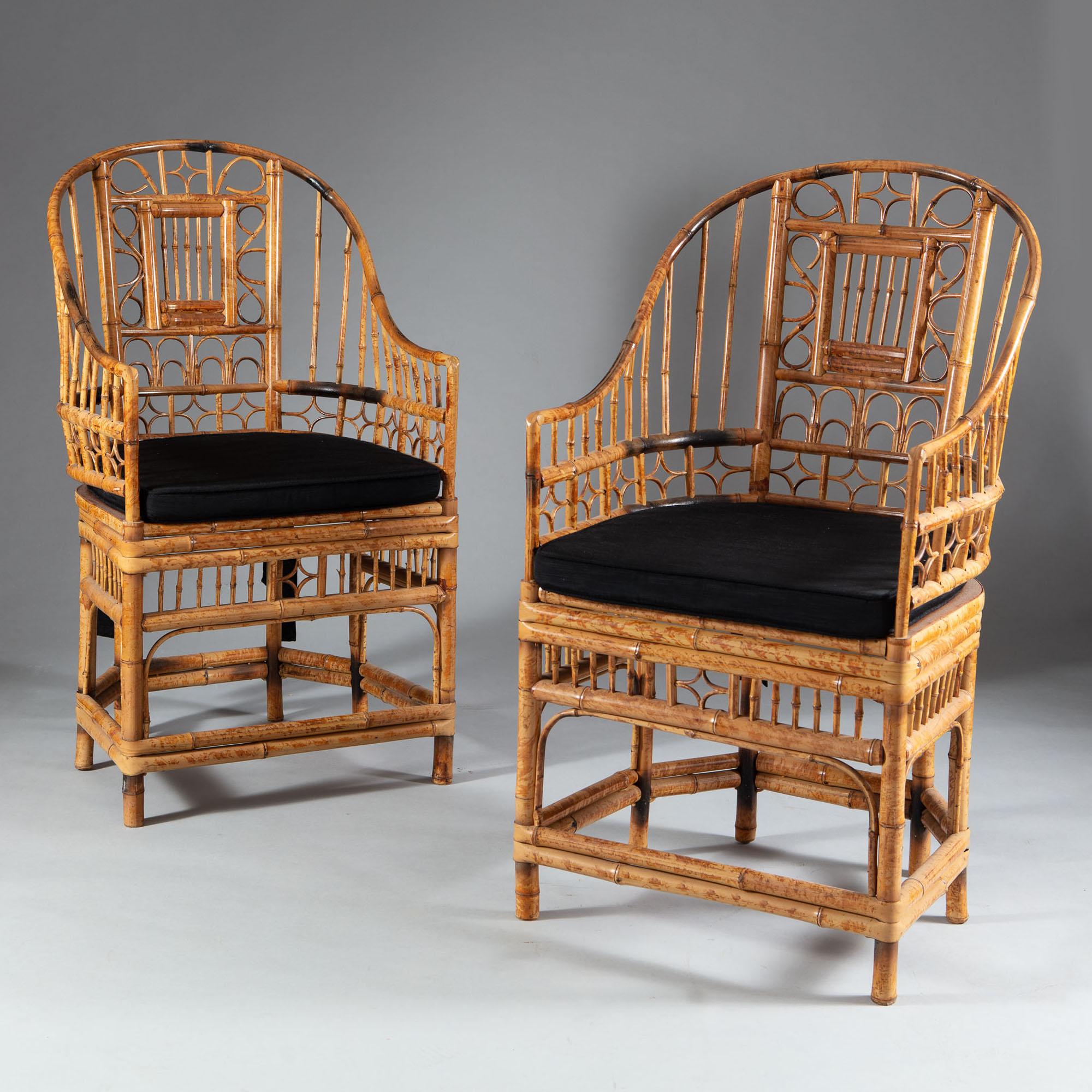 Molded Four 20th Century Chinese Export Bamboo Armchairs