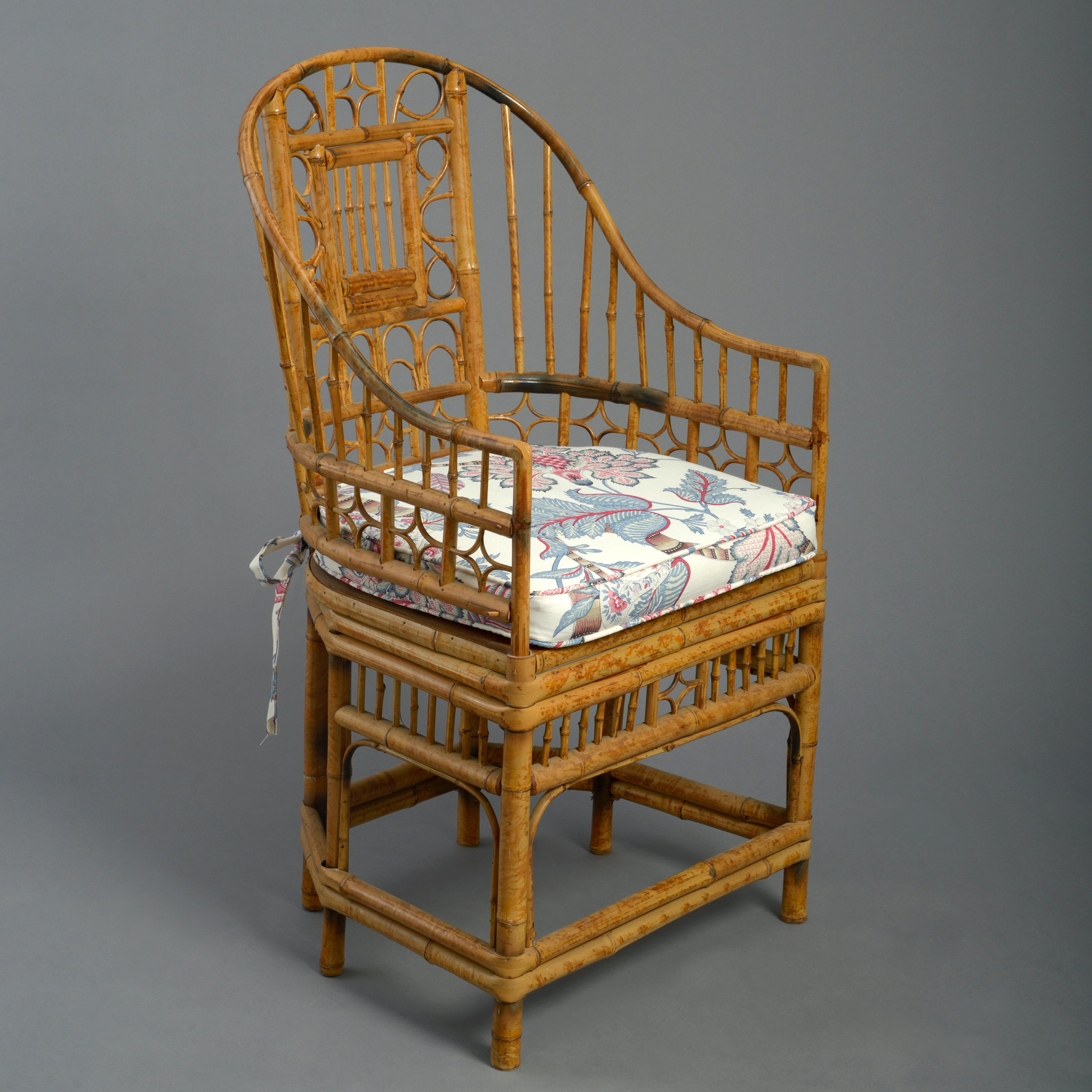 Hand-Crafted Four 20th Century Chinese Export Bamboo Armchairs