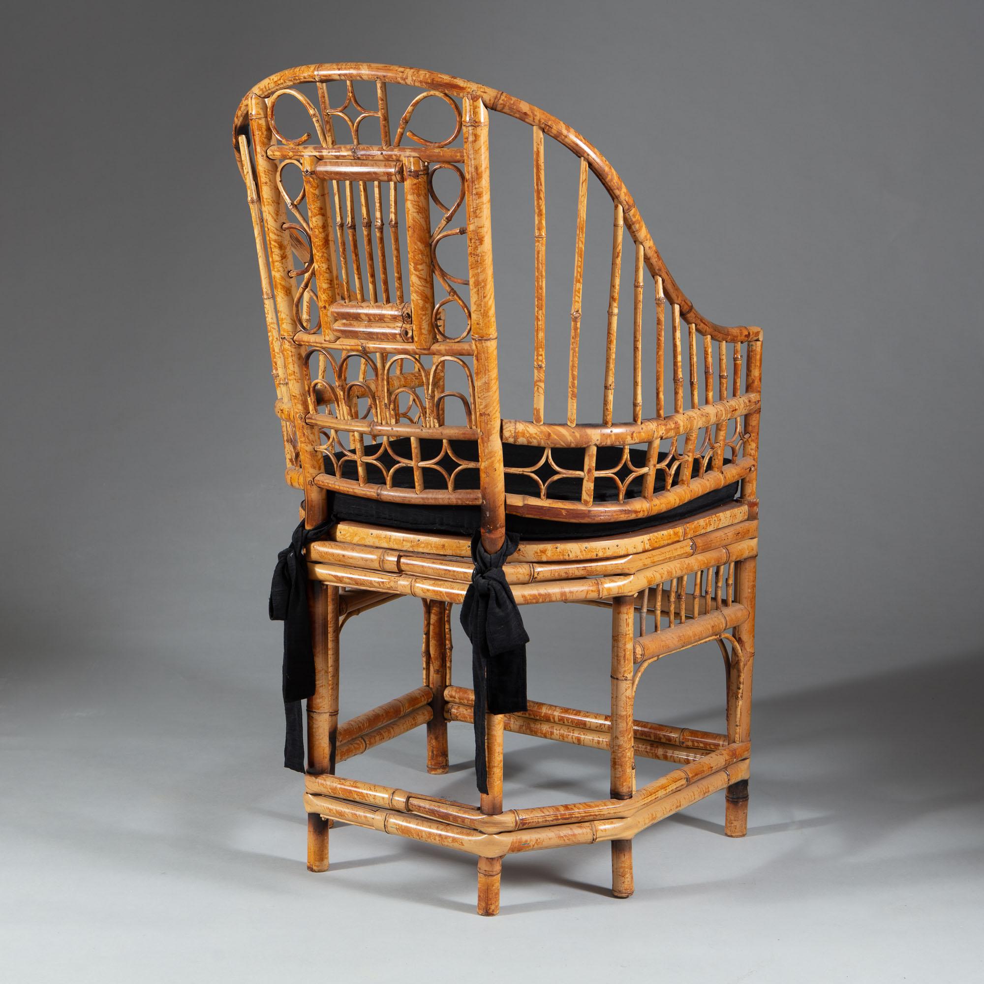 Four 20th Century Chinese Export Bamboo Armchairs 2