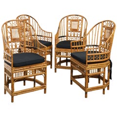 Vintage Four 20th Century Chinese Export Bamboo Armchairs