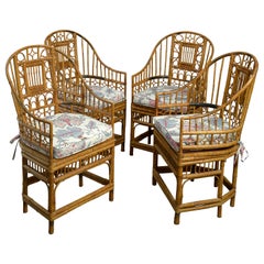 Vintage Four 20th Century Chinese Export Bamboo Armchairs