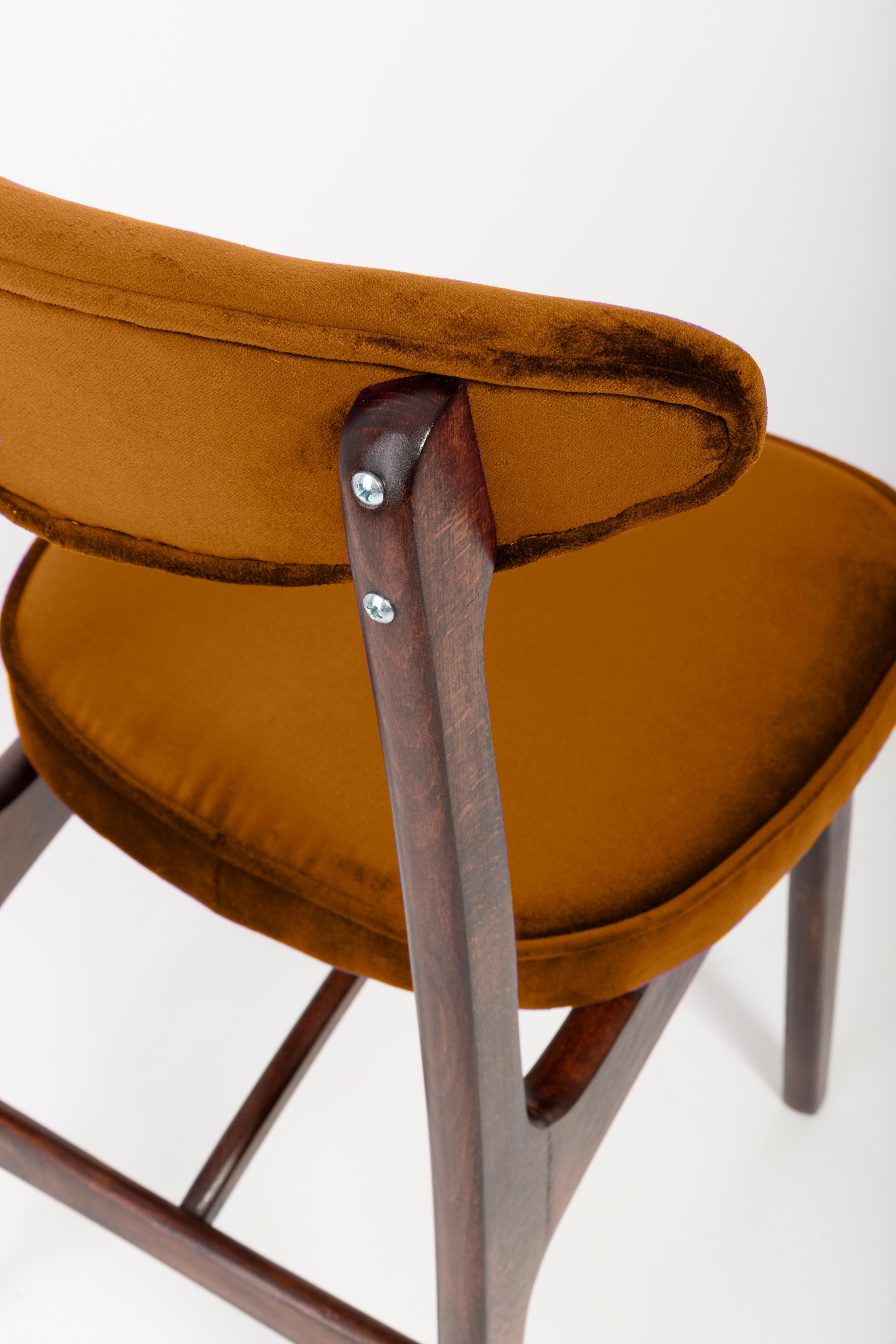 Four 20th Century Copper Velvet Chairs Designed by Rajmund Halas, Europe, 1960s For Sale 3