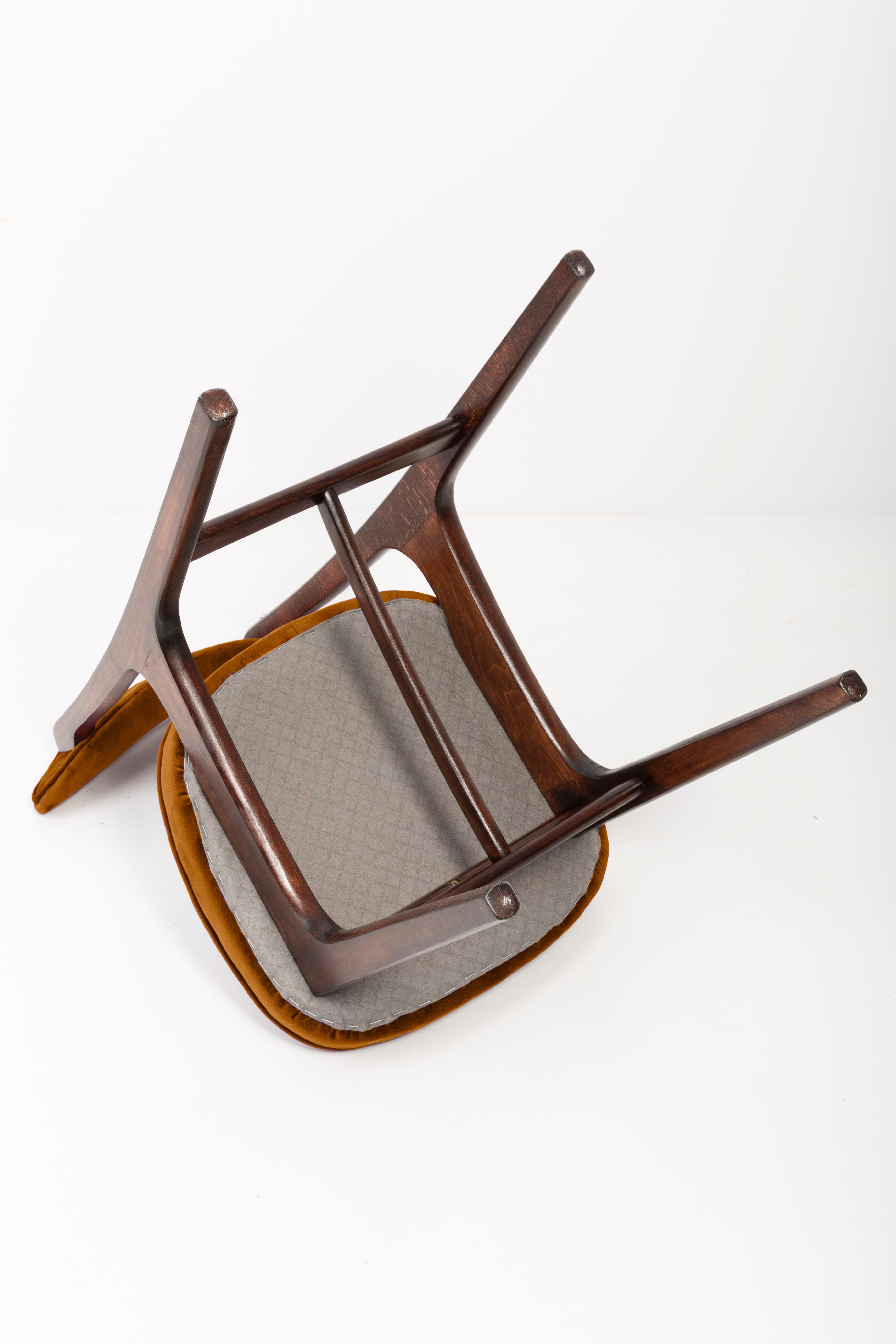 Four 20th Century Copper Velvet Chairs Designed by Rajmund Halas, Europe, 1960s For Sale 4