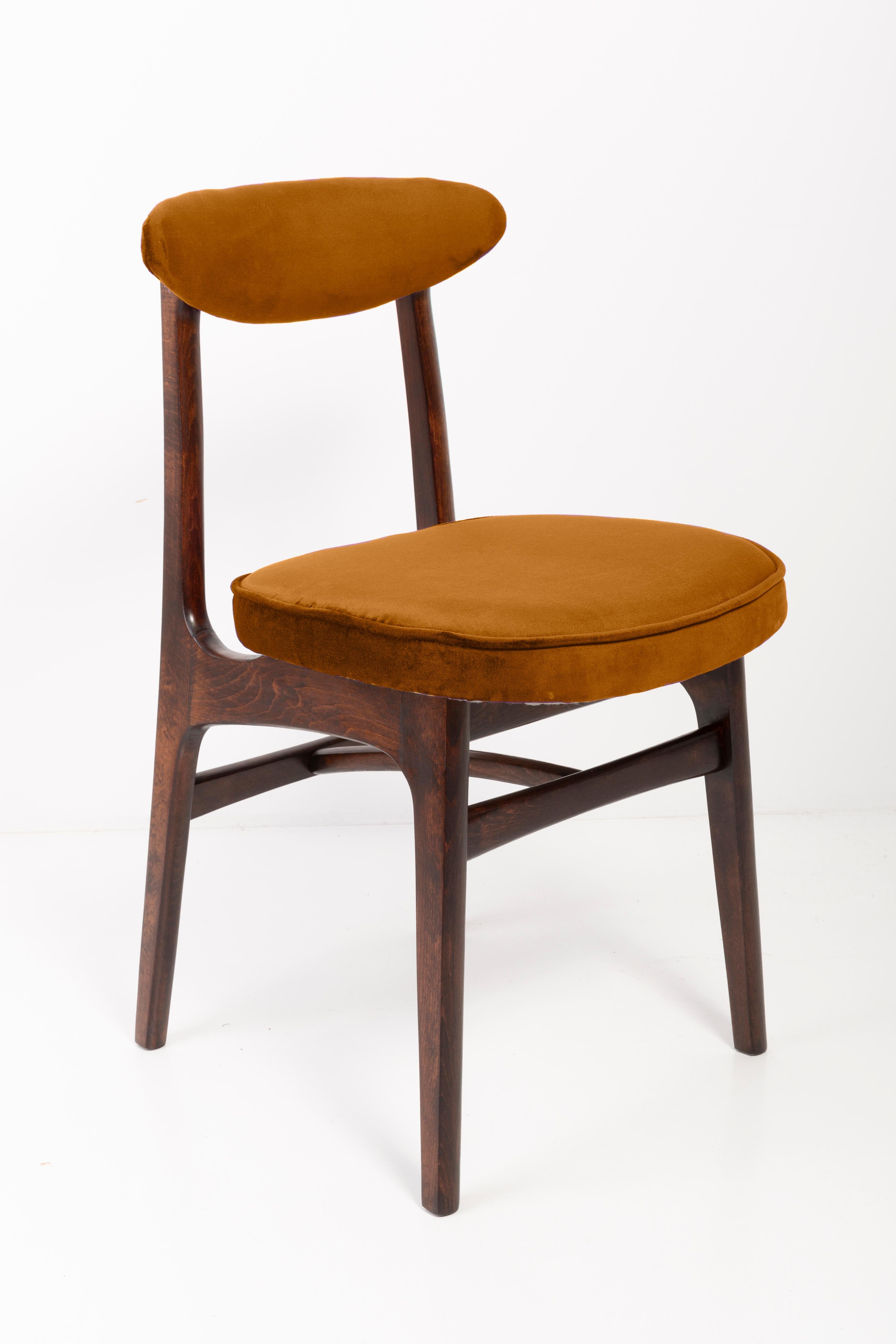 Mid-Century Modern Four 20th Century Copper Velvet Chairs Designed by Rajmund Halas, Europe, 1960s For Sale