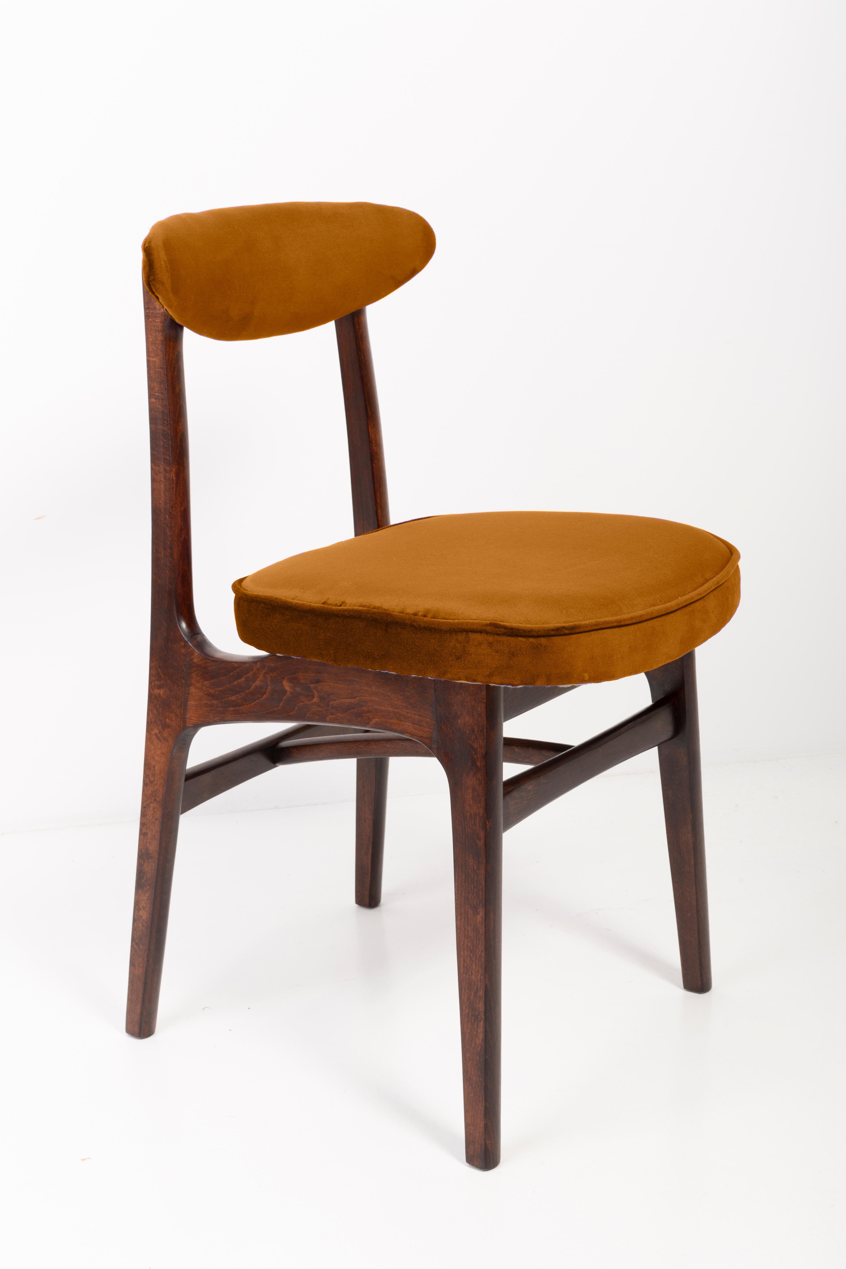 Polish Four 20th Century Copper Velvet Chairs Designed by Rajmund Halas, Europe, 1960s For Sale
