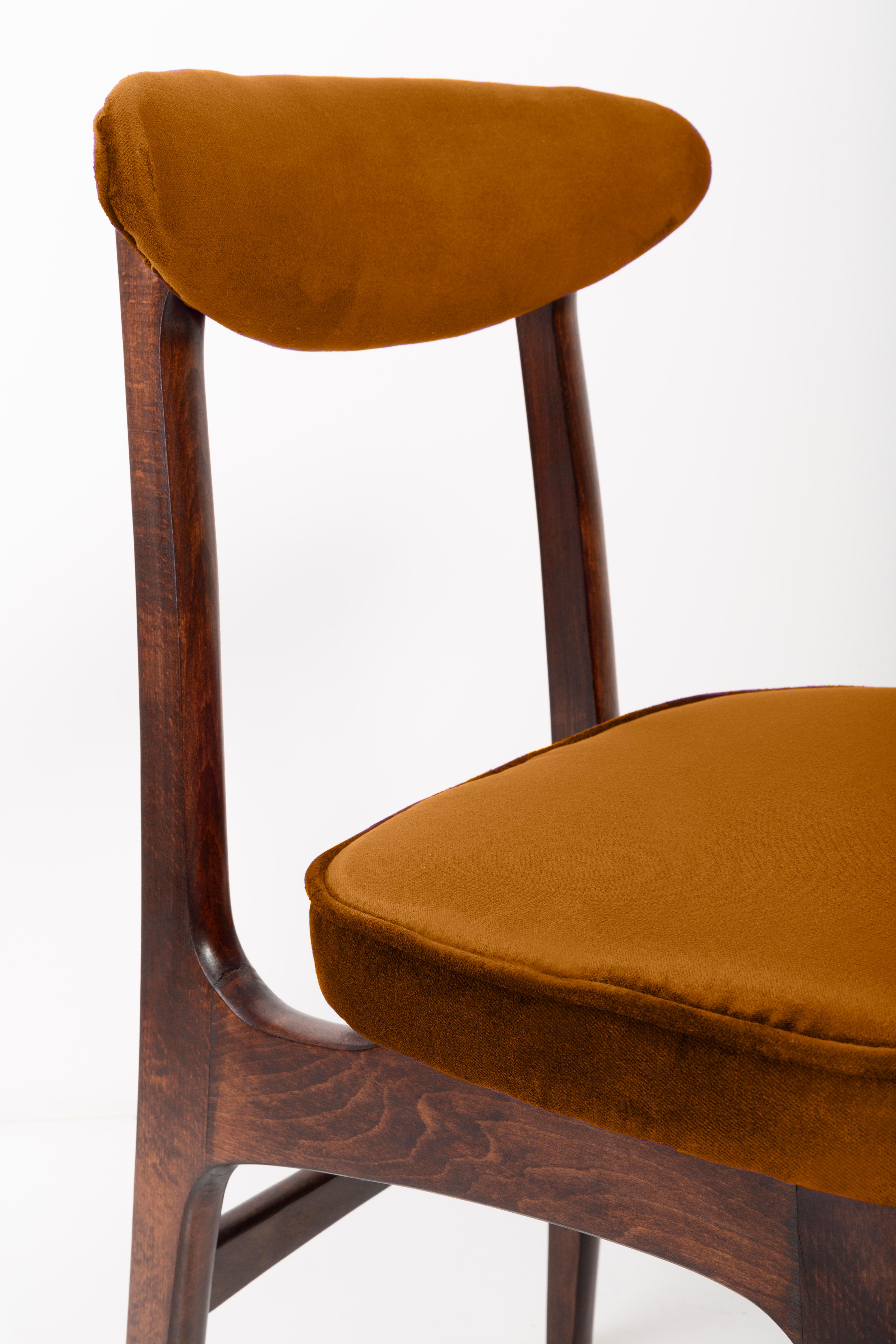 Four 20th Century Copper Velvet Chairs Designed by Rajmund Halas, Europe, 1960s For Sale 1