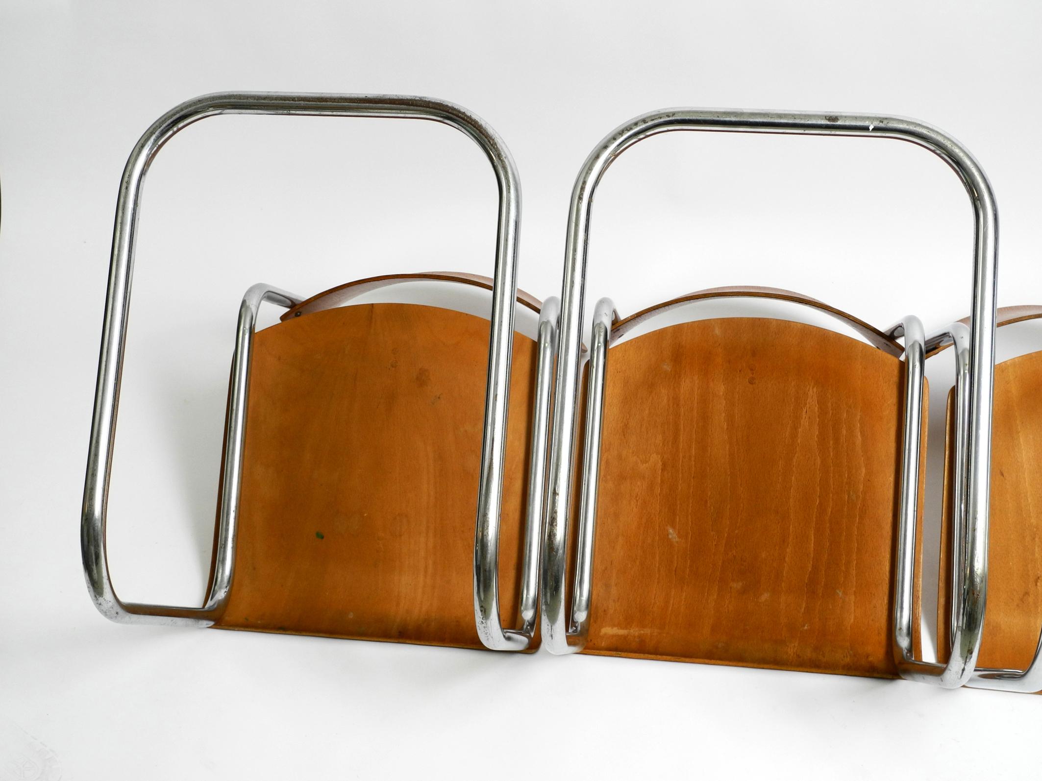 Four 30s cantilever Bauhaus tubular steel chairs by Mart Stam for Robert Slezak For Sale 8