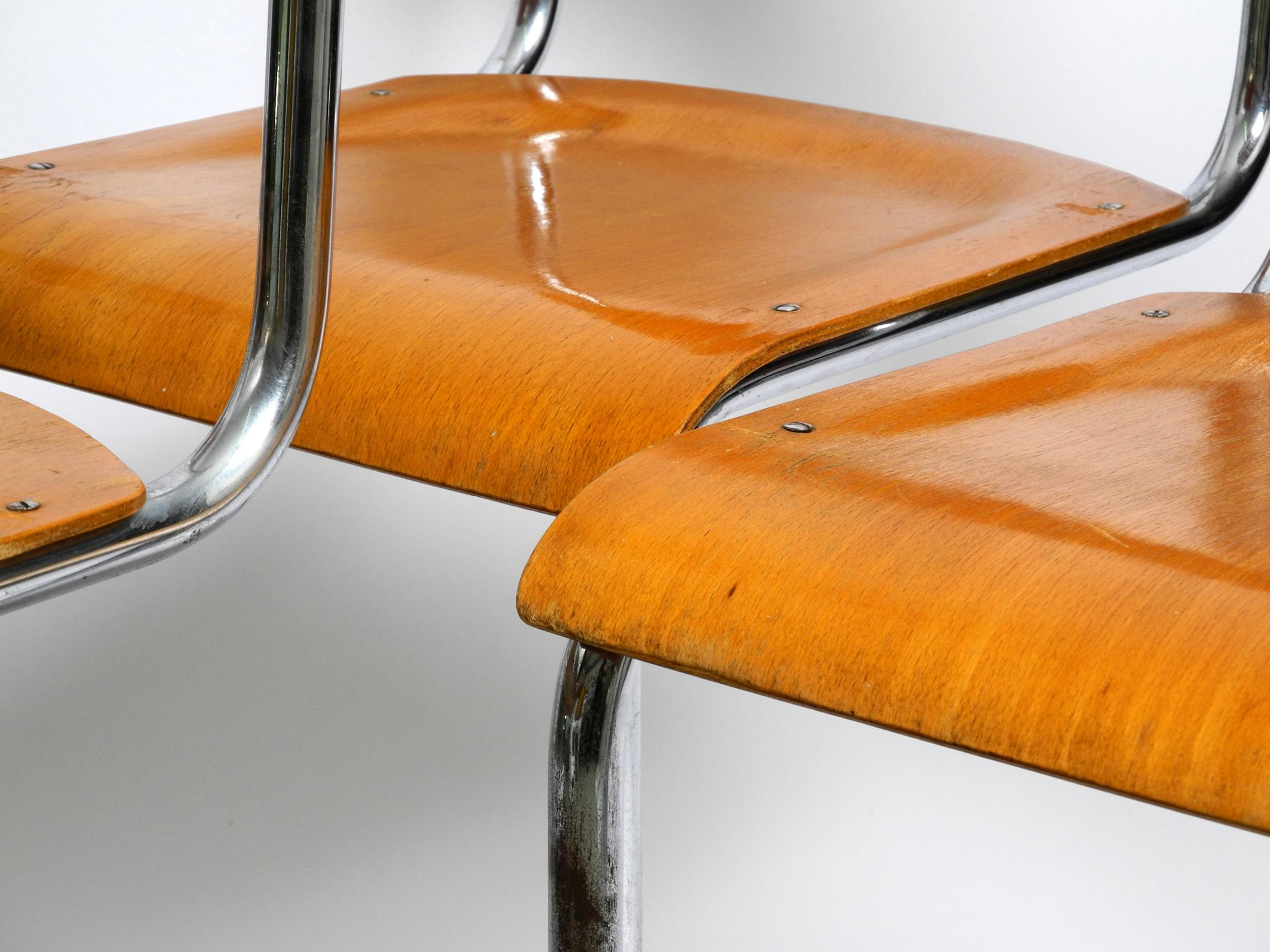 Quatre chaises cantilever Bauhaus en acier tubulaire des années 30 de Mart Stam pour Robert Slezak en vente 9