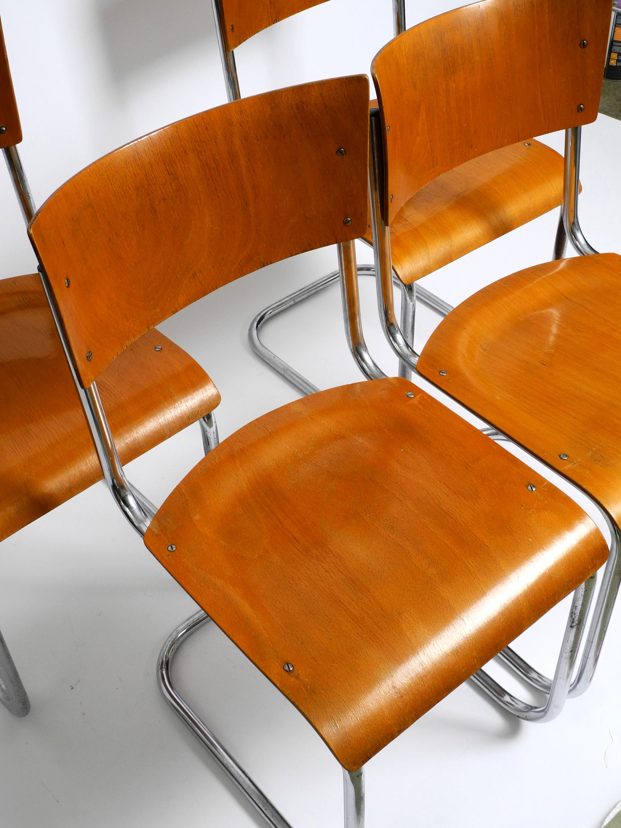Milieu du XXe siècle Quatre chaises cantilever Bauhaus en acier tubulaire des années 30 de Mart Stam pour Robert Slezak en vente
