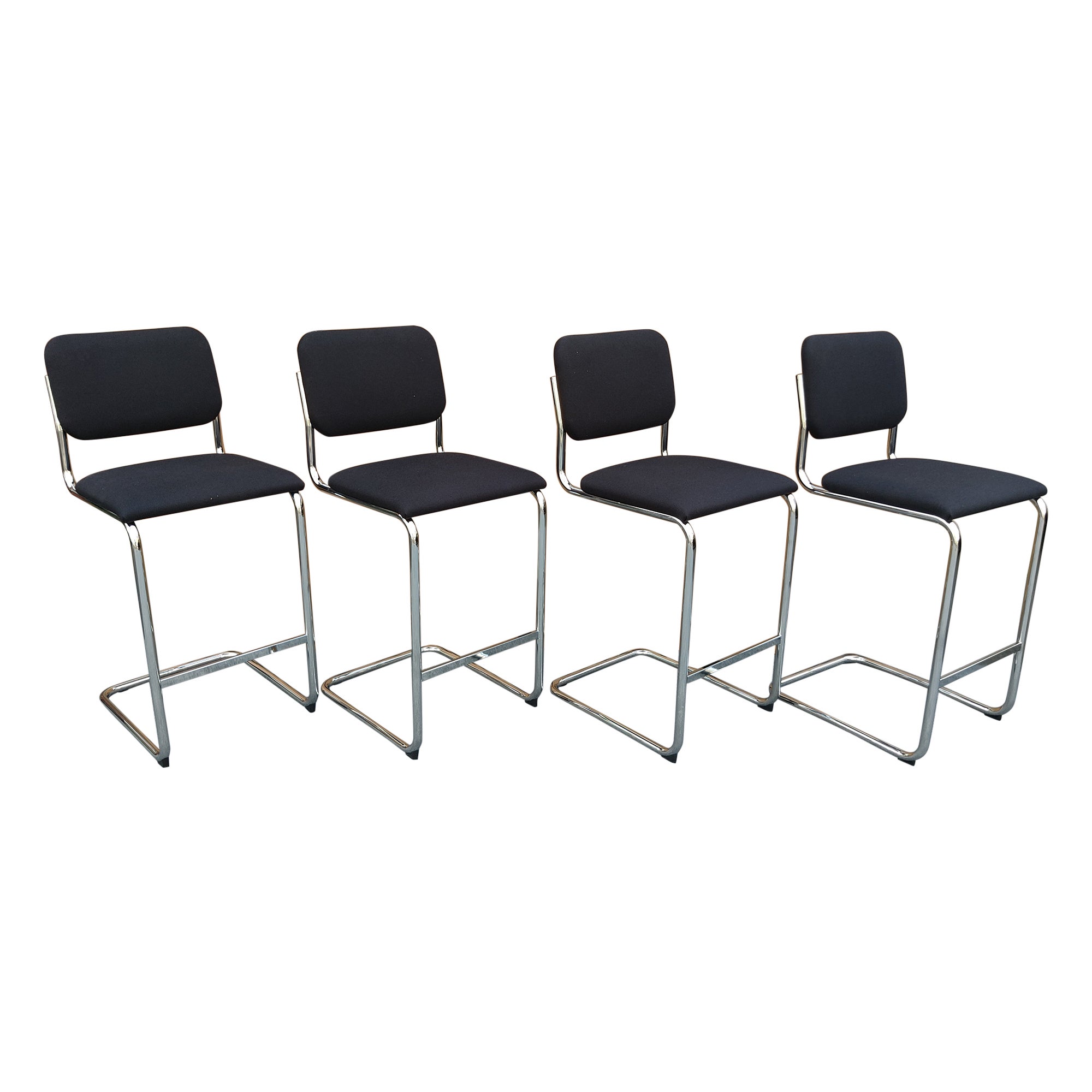 Quattro (4) sgabelli Cesca Bar NIB Marcel Breuer Knoll Tappezzeria in acciaio cromato