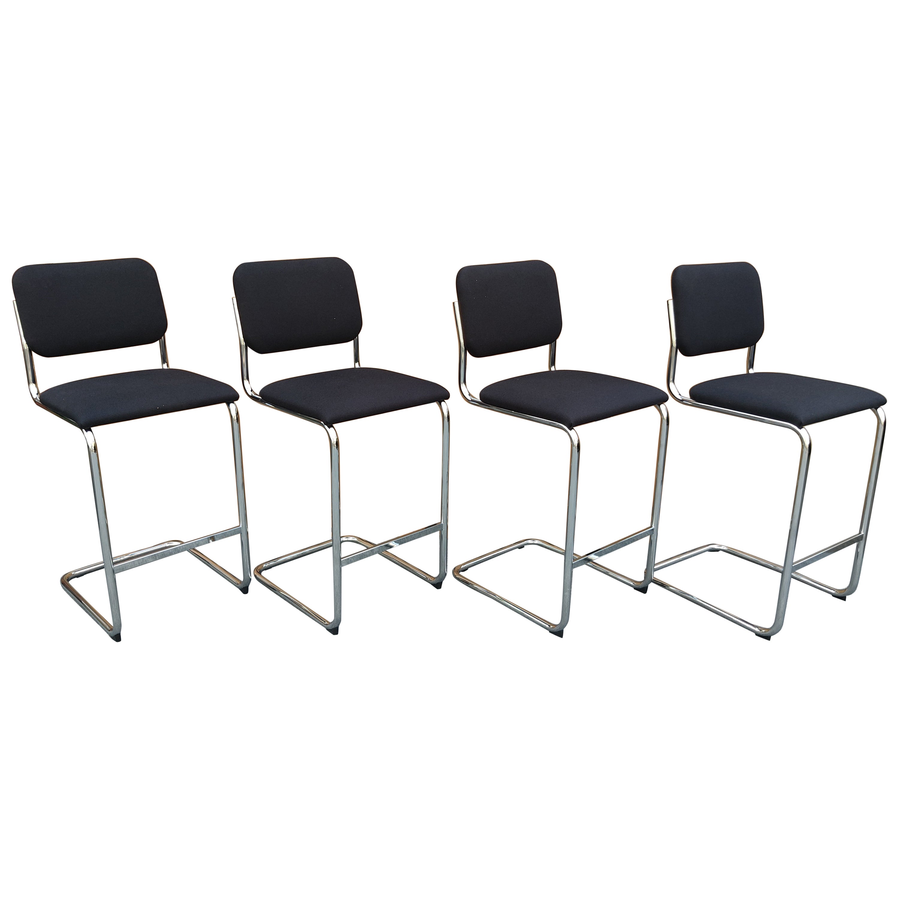 Quattro (4) sgabelli Cesca Bar NIB Marcel Breuer Knoll Tappezzeria in acciaio cromato