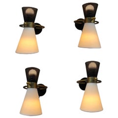 Four Adjustable Sconces by Maison Arlus, 1950