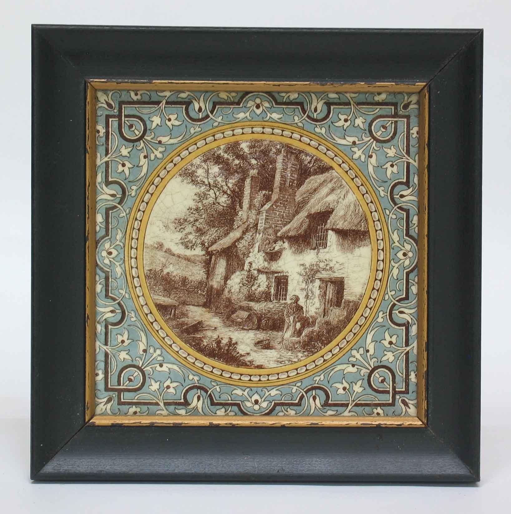 Ceramic Four Aesthetic Movement Transfer Printed Minton Tiles BY L.T. SWETNAM Circa 1890