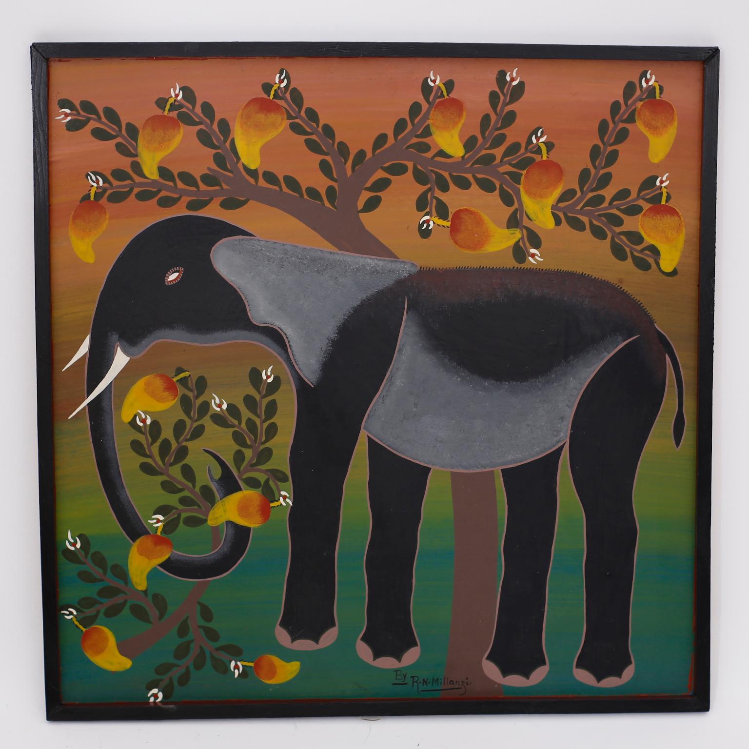 Four African Tingatinga School Paintings of Animals, Priced Individually 1