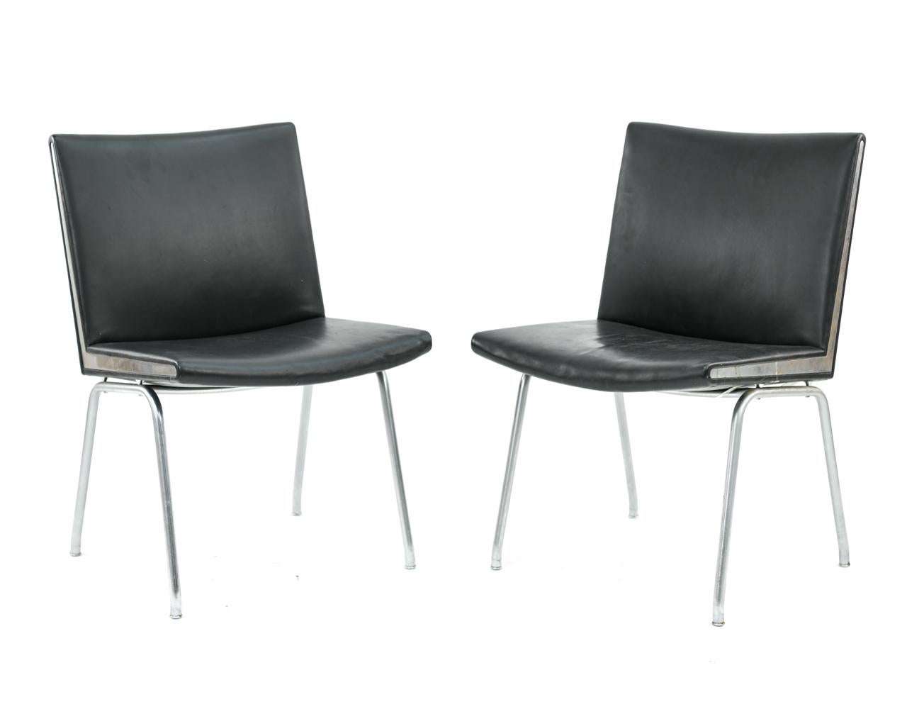 Steel Four Airport Chairs, Model AP-38, by Hans J. Wegner and A.P. Stolen, 1960s