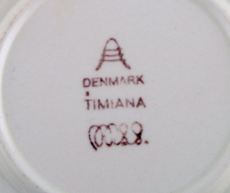 Four Aluminia Timiana Teacups in Glazed Faience, 1960's In Excellent Condition For Sale In Copenhagen, DK