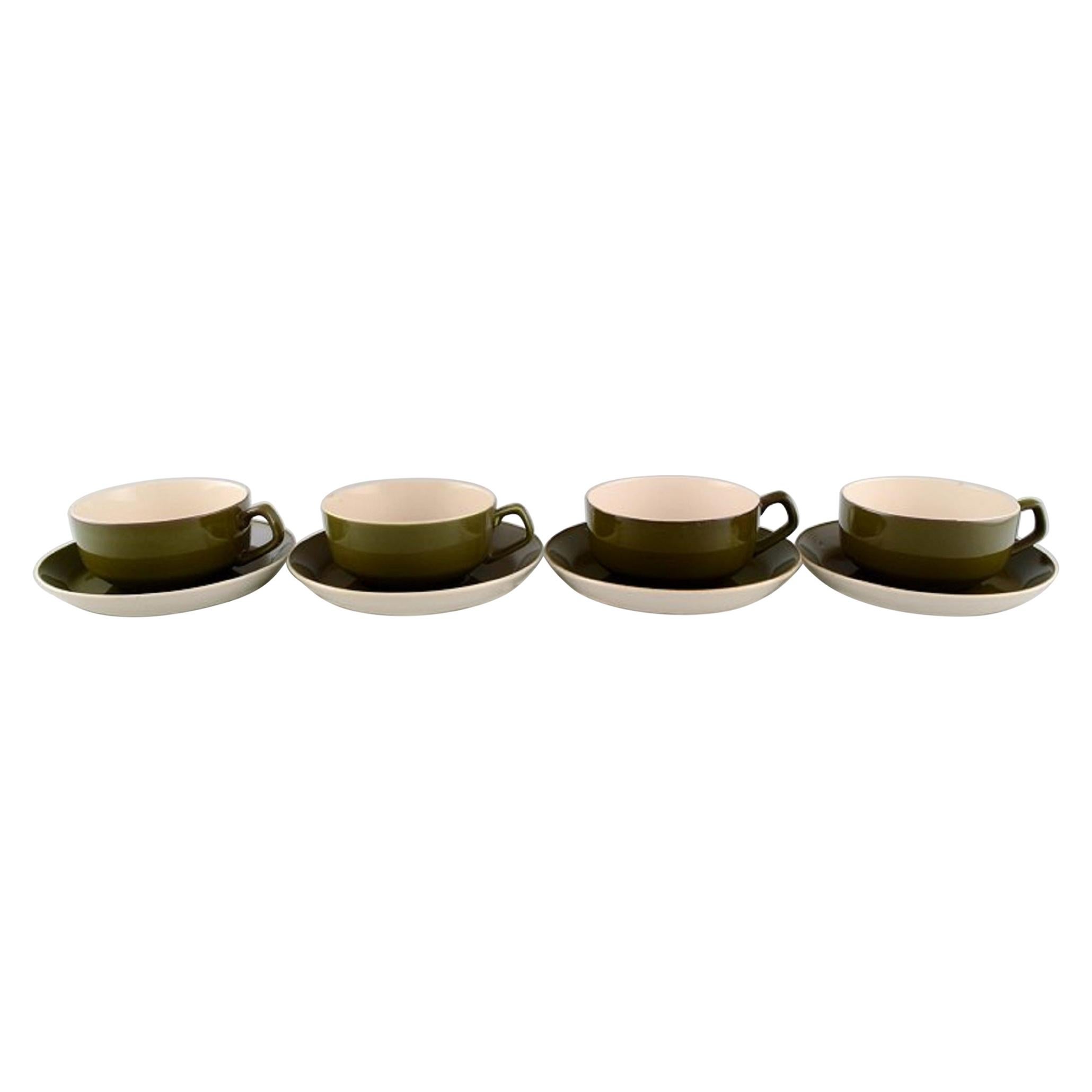 Four Aluminia Timiana Teacups in Glazed Faience, 1960's