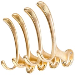 Retro Four Aluminium Wall Hooks, circa 1960s