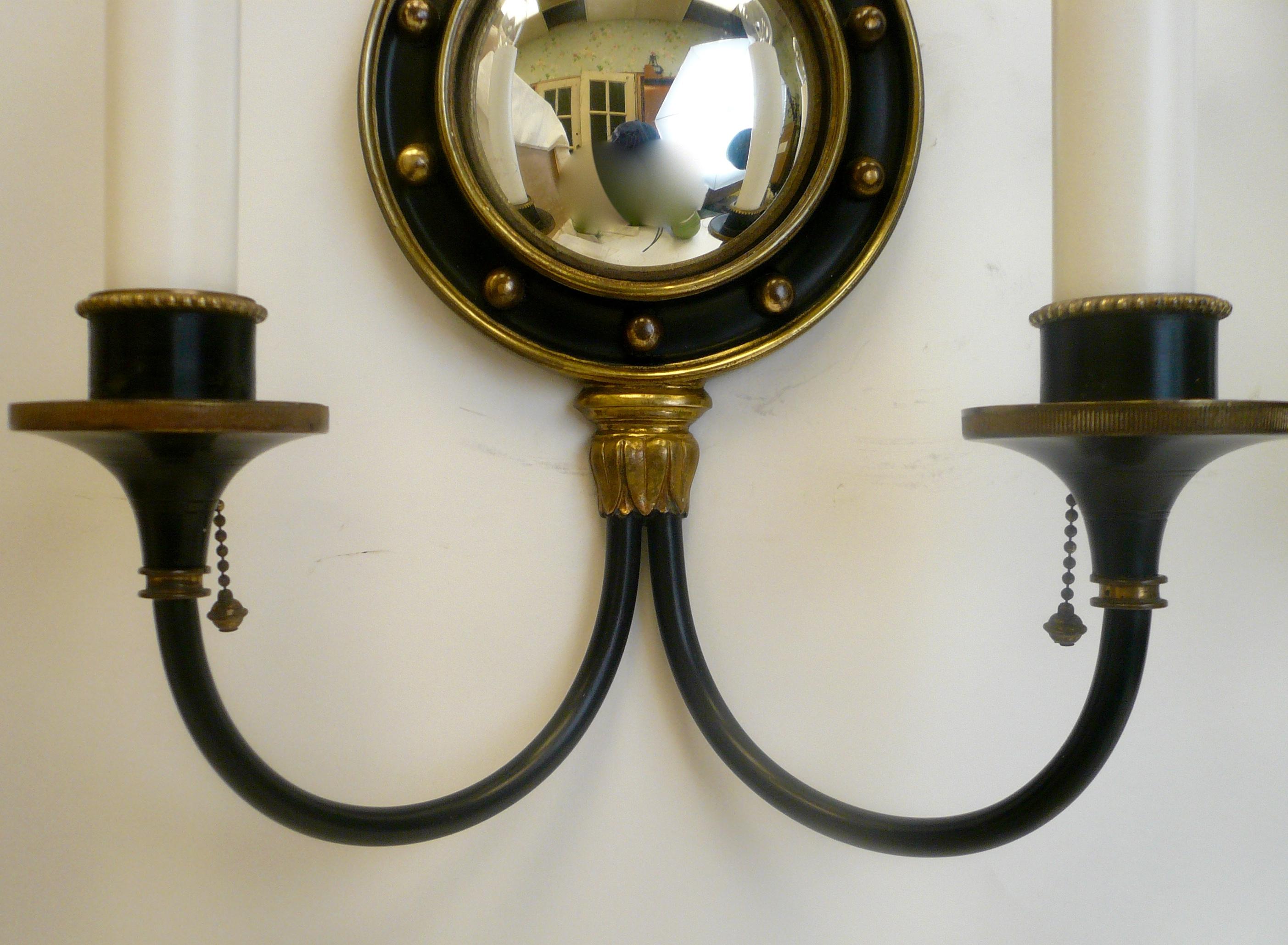 Four American Federal Style Convex Mirror and Eagle Two Light-Sconces In Good Condition In Pittsburgh, PA
