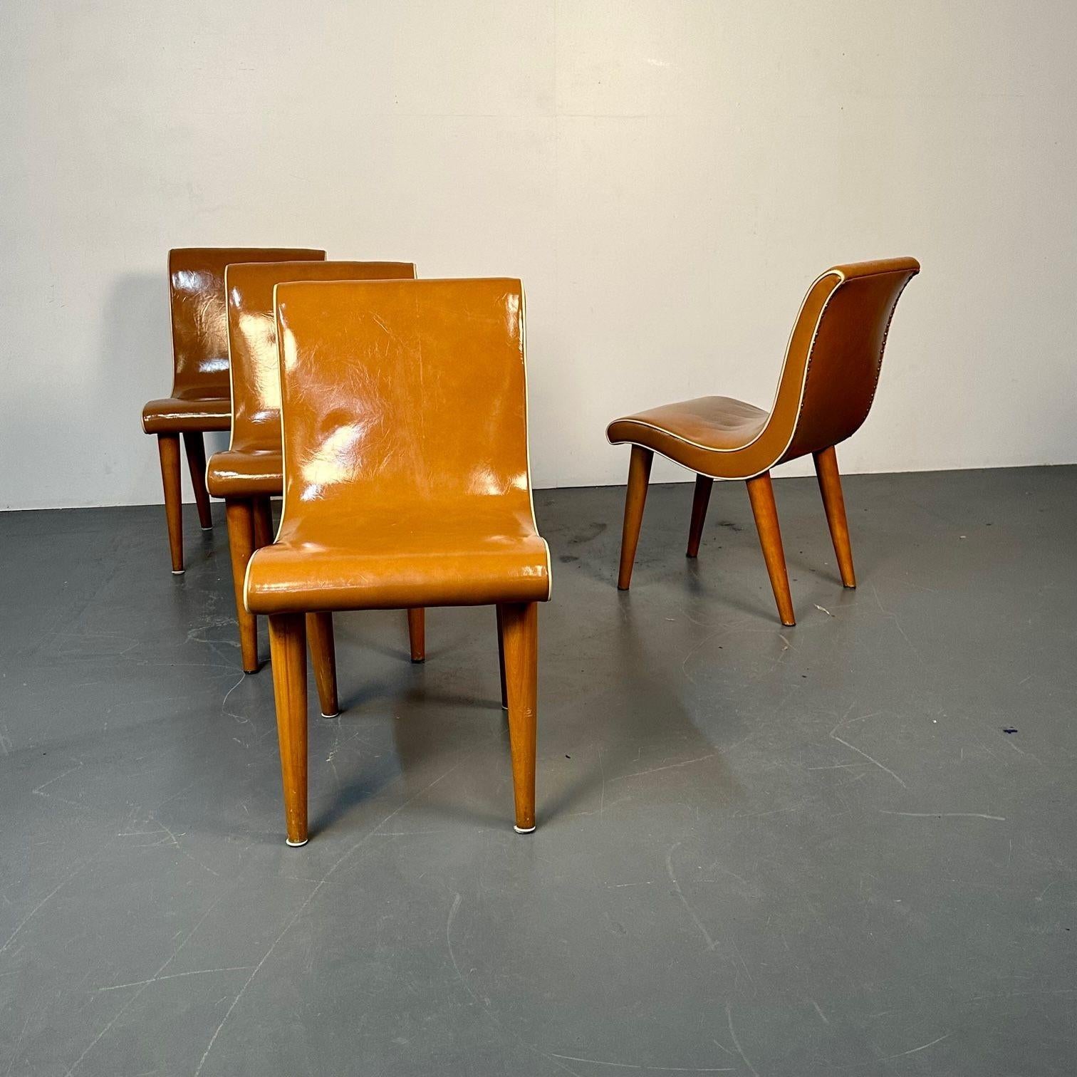 Cuatro sillas curvadas americanas de comedor / auxiliares modernas de mediados de siglo, de Russel Wright en venta 1