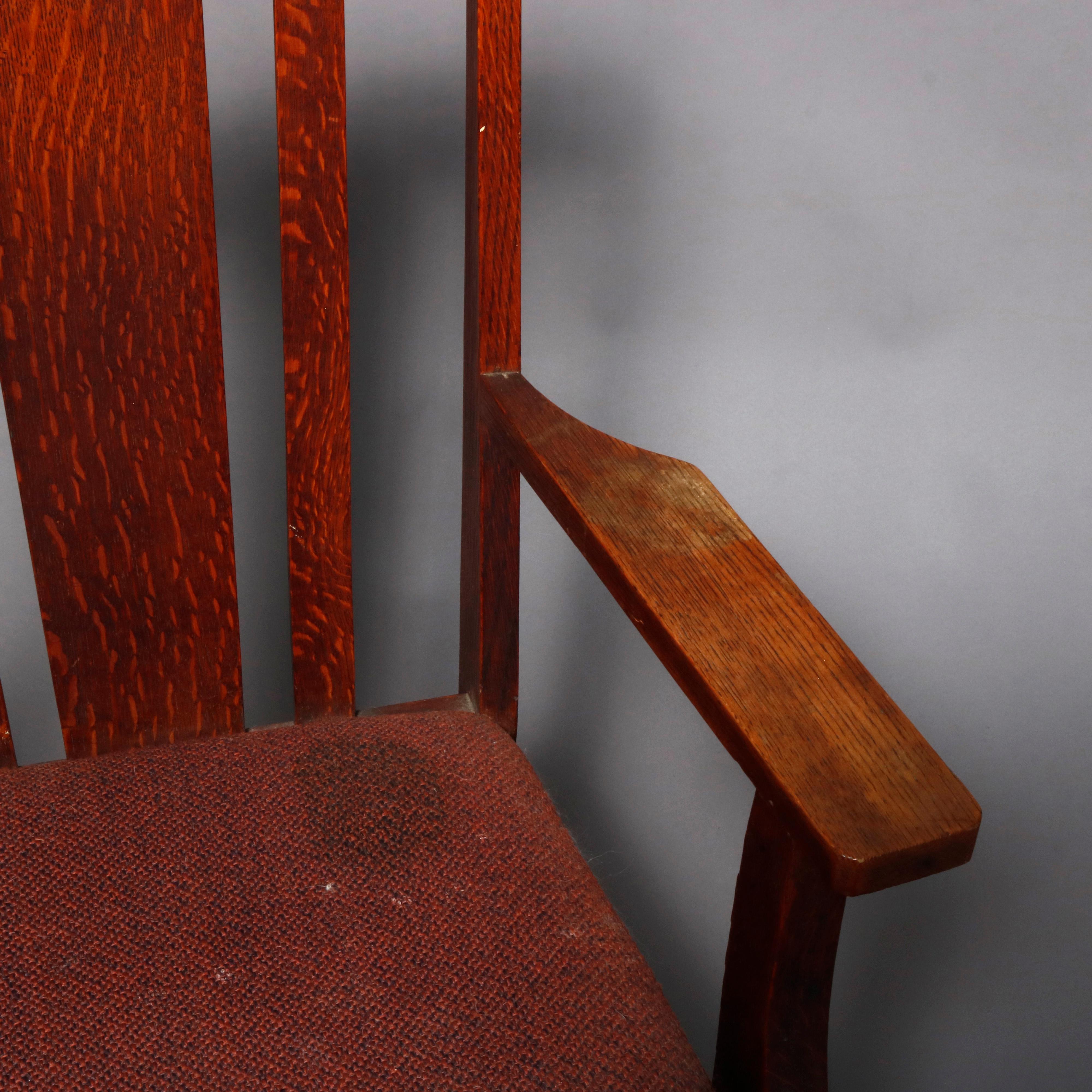 Four Antique Arts & Crafts Mission Oak Stickley School Dining Chairs, circa 1910 4