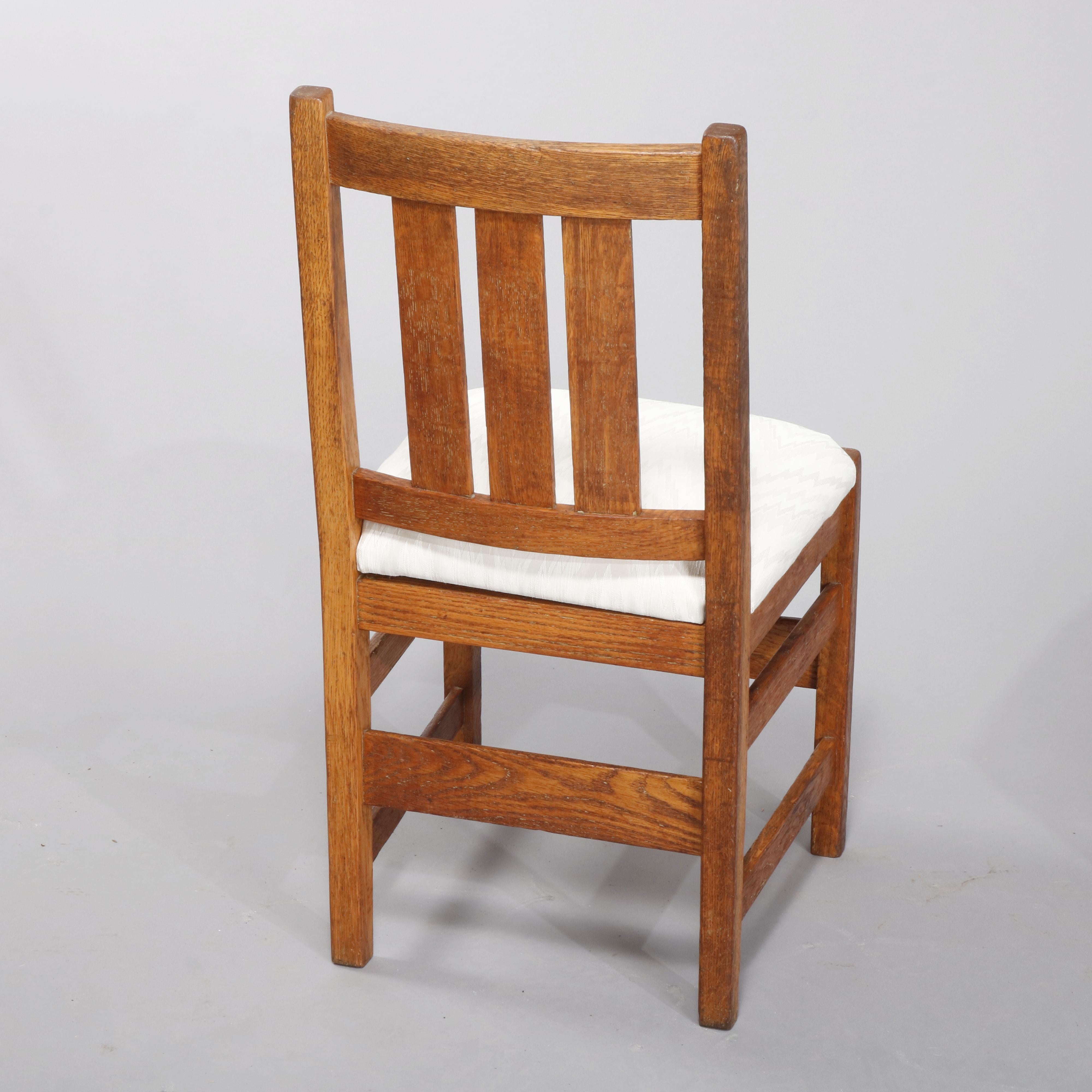 American Four Antique Arts & Crafts L & Jg Stickley Mission Oak Dining Chairs, circa 1910