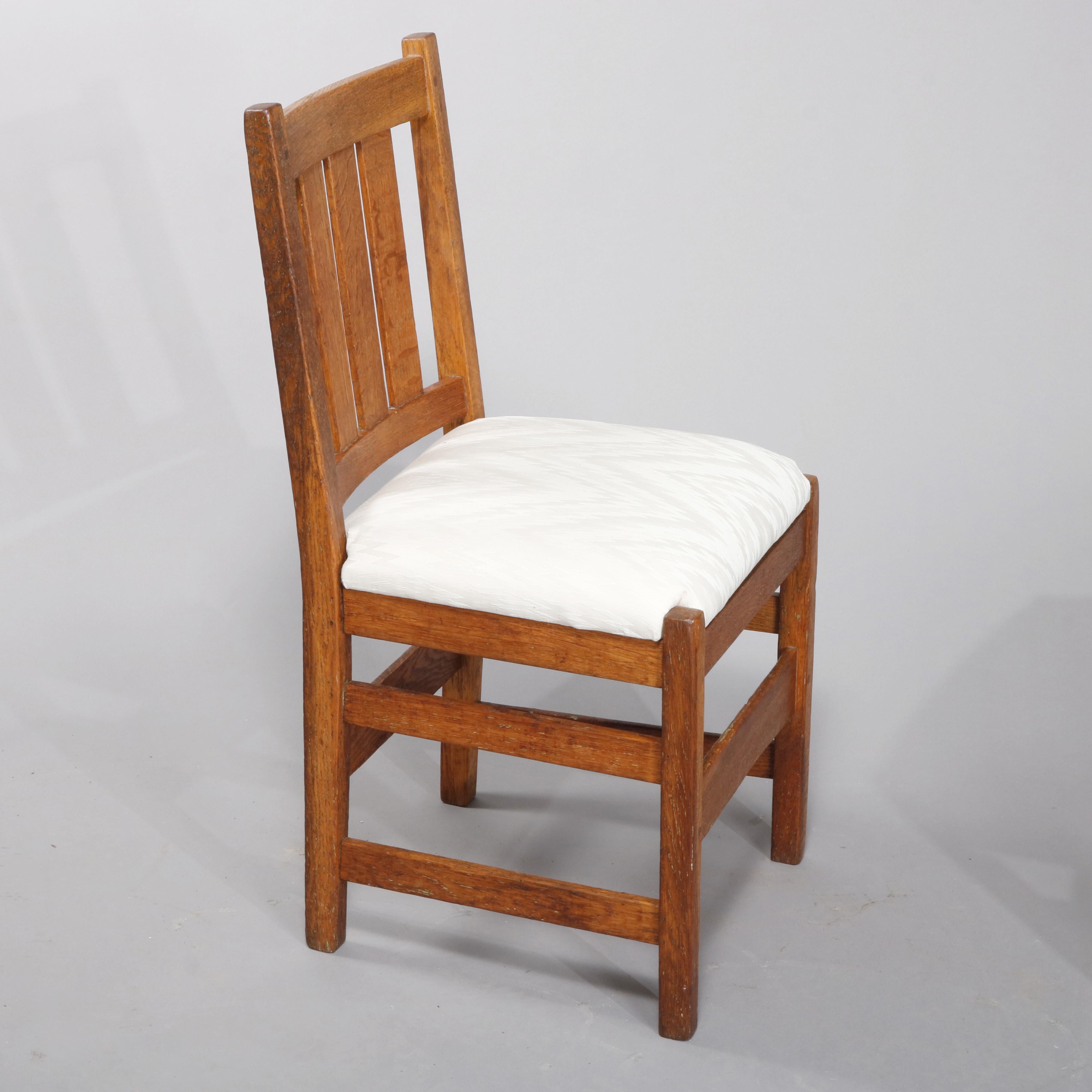Four Antique Arts & Crafts L & Jg Stickley Mission Oak Dining Chairs, circa 1910 In Good Condition In Big Flats, NY